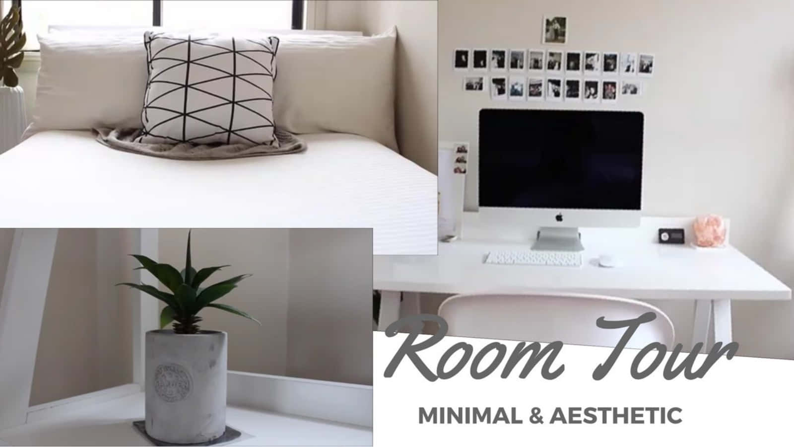 'n kamer toer met 'n bed, 'n lessenaar en 'n plant Muurpapier