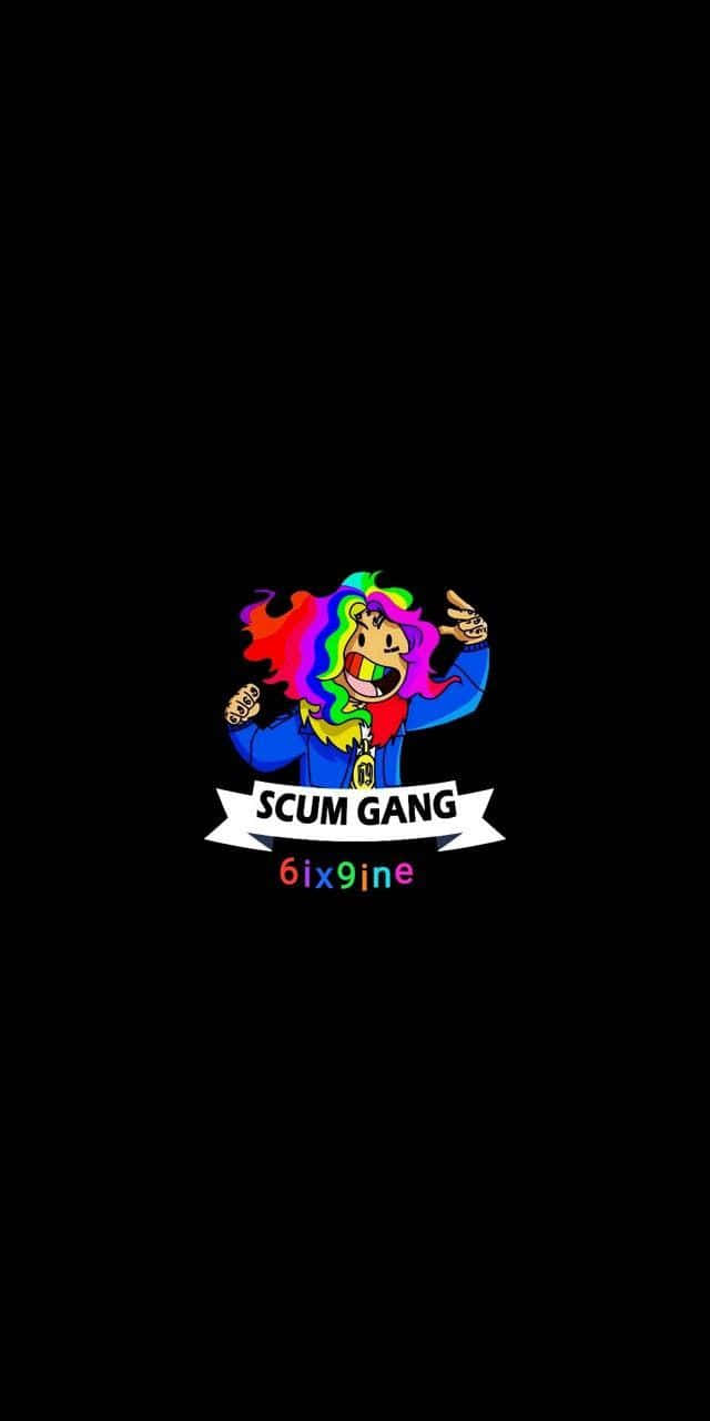 'n kleurvolle logo vir skelm bendes Muurpapier