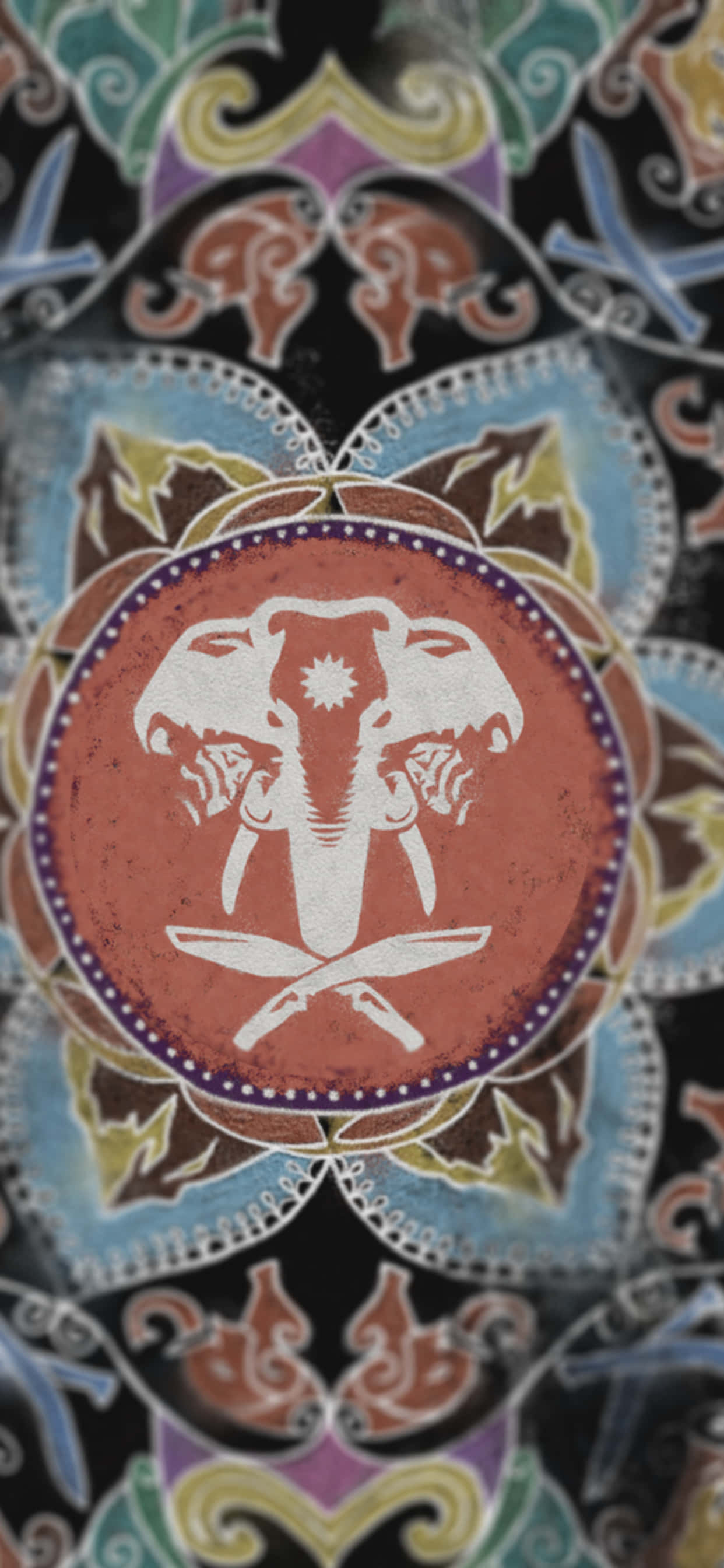'n kleurvolle mandala met 'n tier en olifant Muurpapier