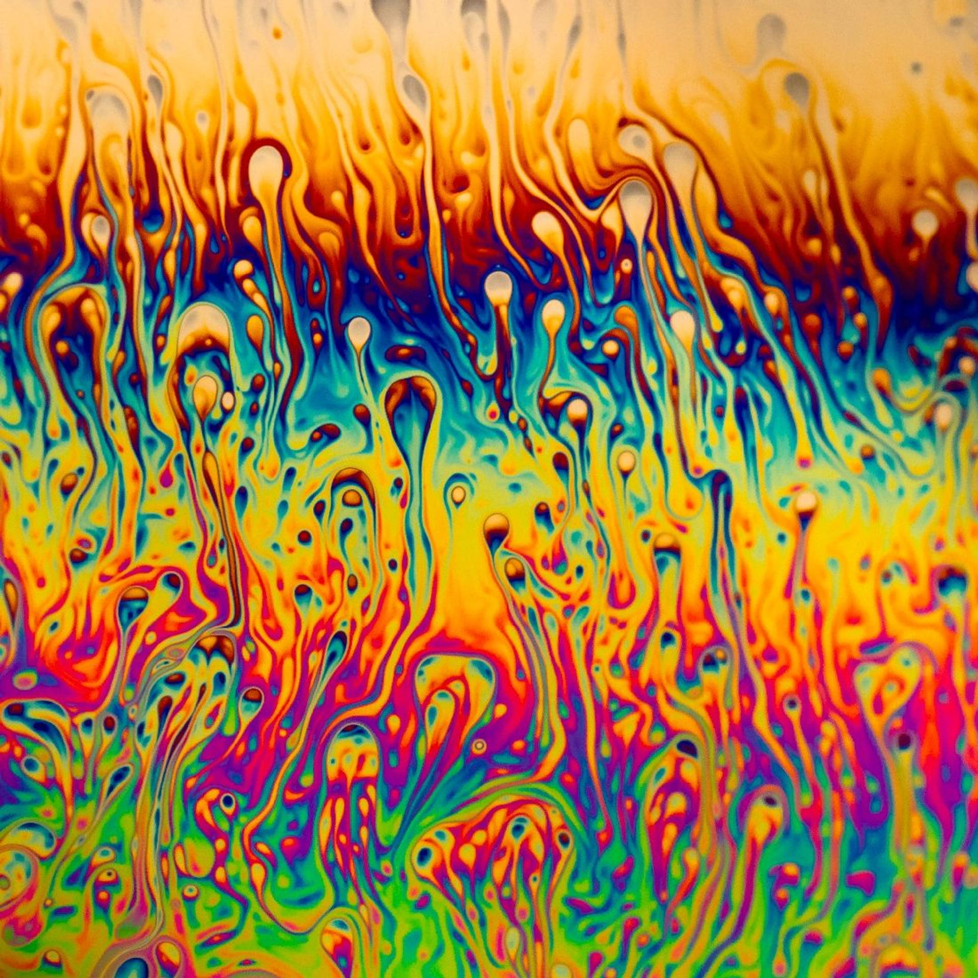 'n kleurvolle waterdruppel op glas Muurpapier