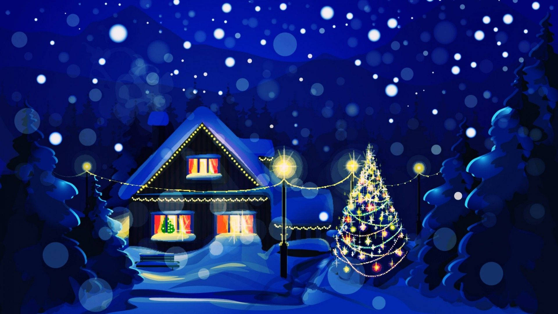 'n Knus Kersfeesviering in 'n Winterwonderland Muurpapier