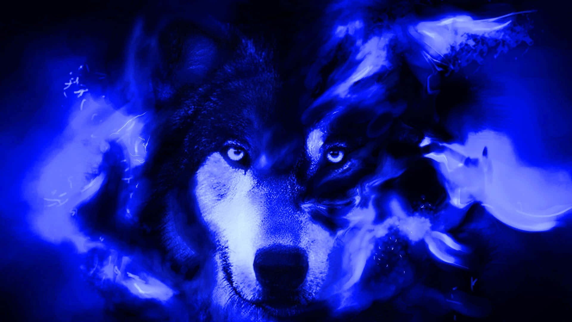 ’n Koel Wolf omring deur Maanlig Muurpapier