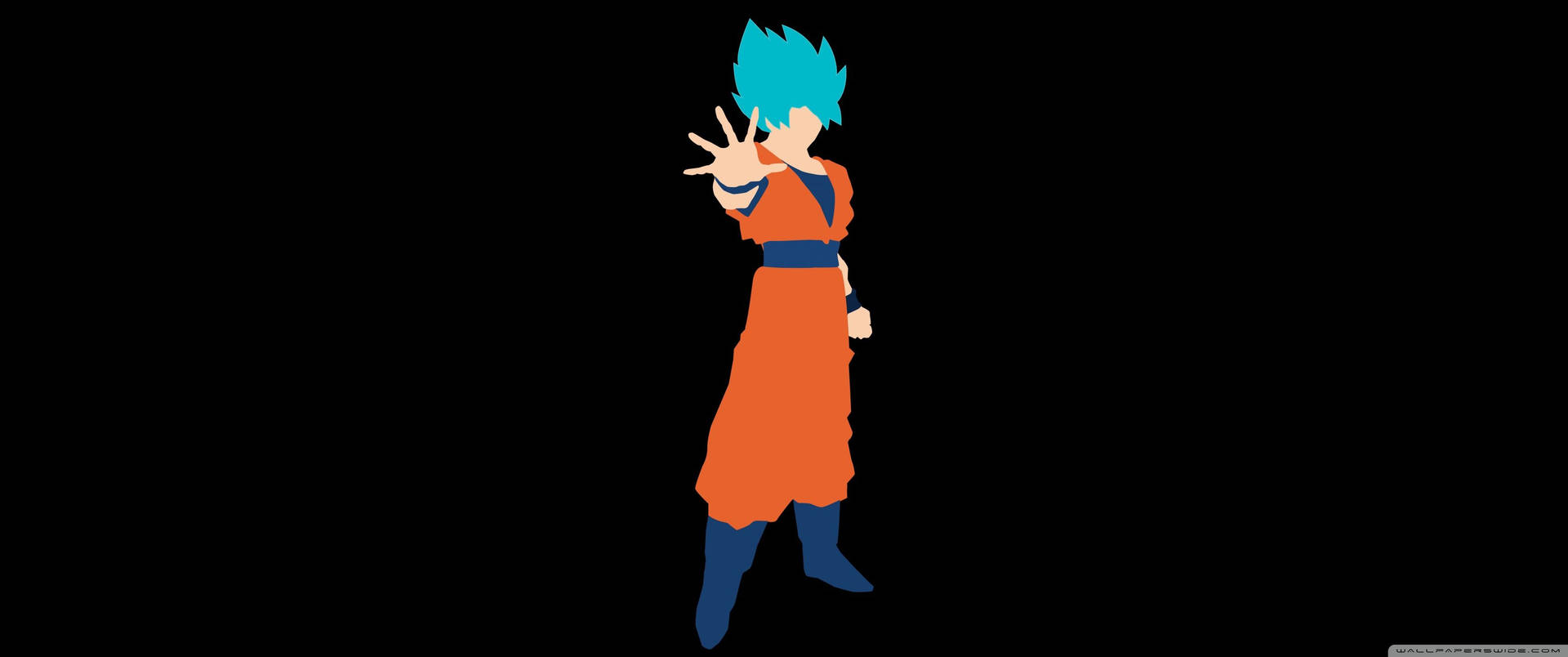 Behangpapier van Blou Goku Vektor op swart agtergrond.
