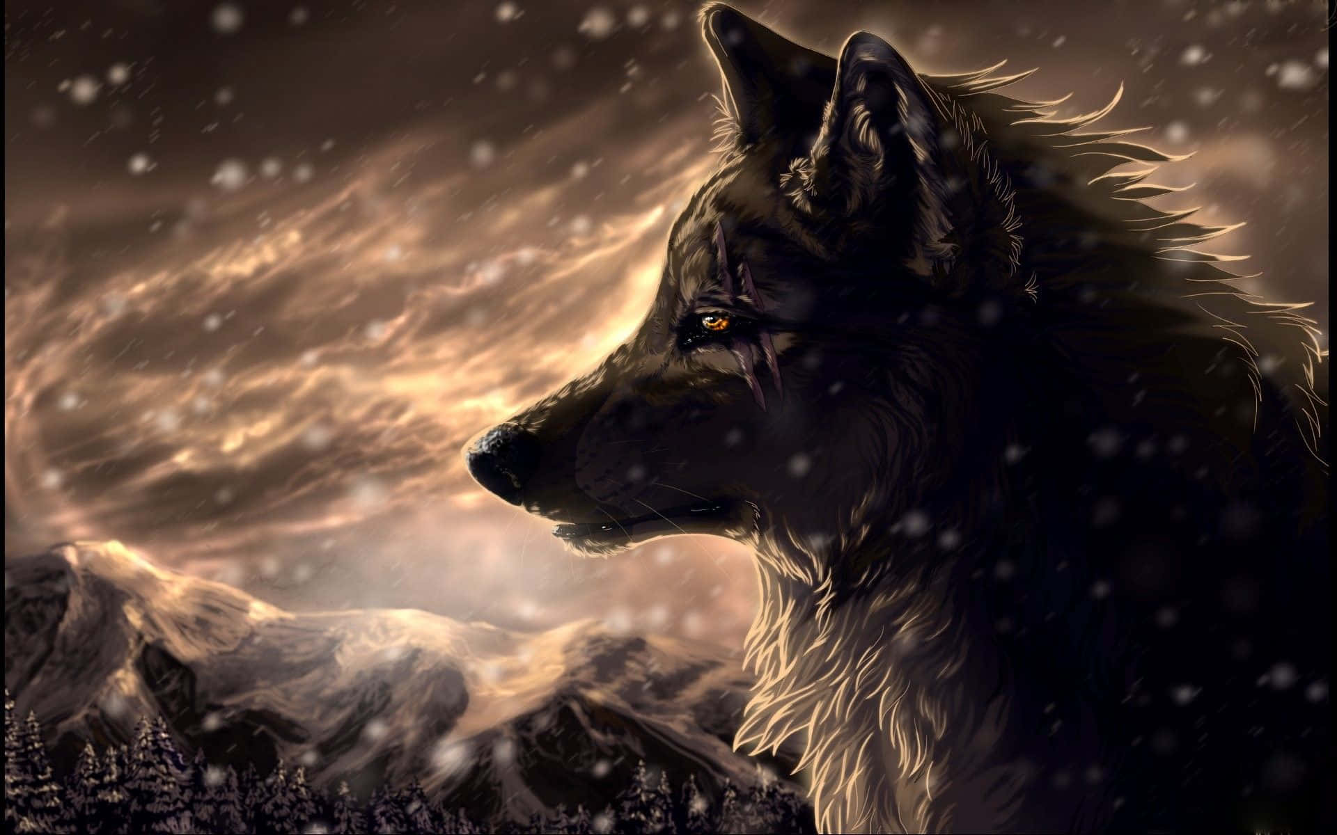 'n Kragtige Heelal: Die Galaxy Wolf Agtergrond Muurpapier