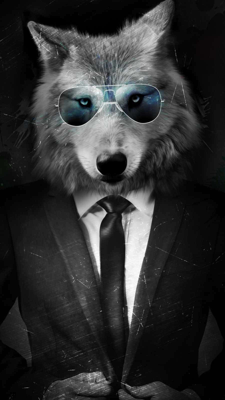 'n Kwaai Wolf wat in die verte staar Muurpapier