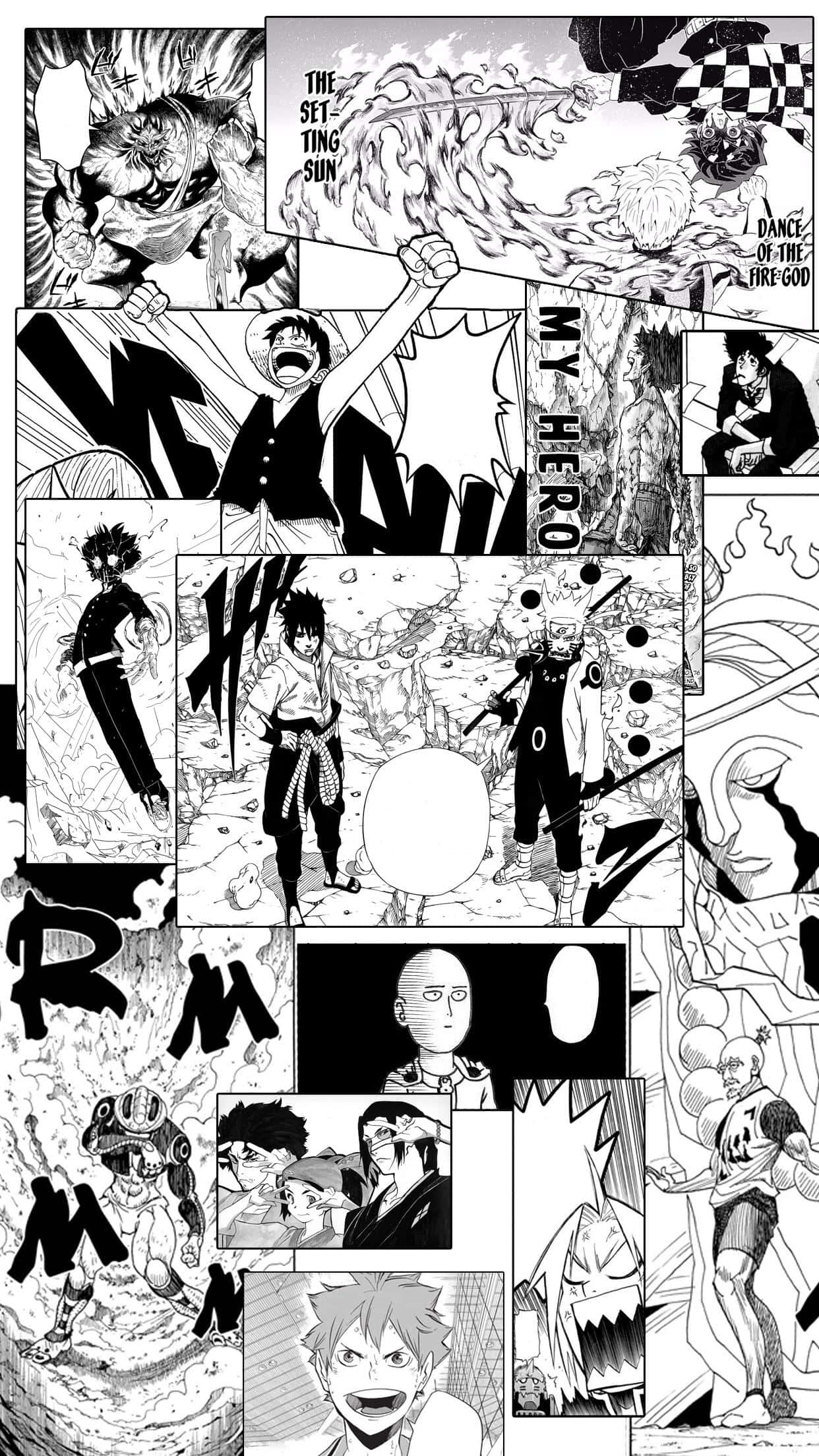 'n Lewendige manga-paneel agtergrond gevul met verskillende skakerings van pienk, blou en pers Muurpapier