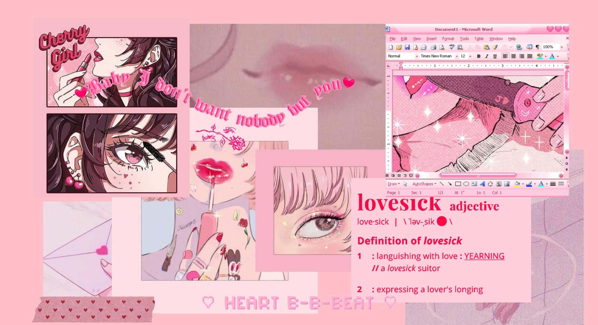 'n Lewendige pienk estetiese illustrasie, perfek vir al jou anime-behoeftes. Muurpapier