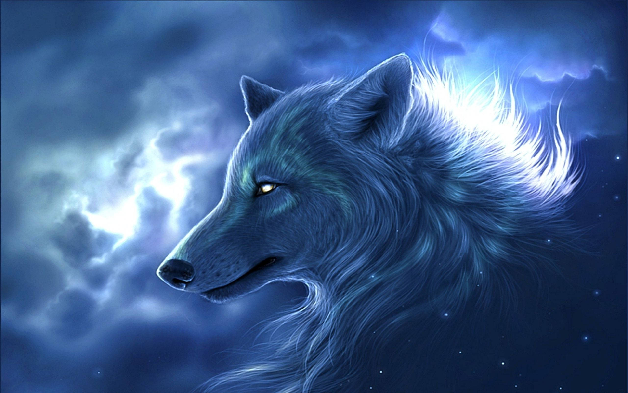'n Majestueuse fantasiewolf Muurpapier