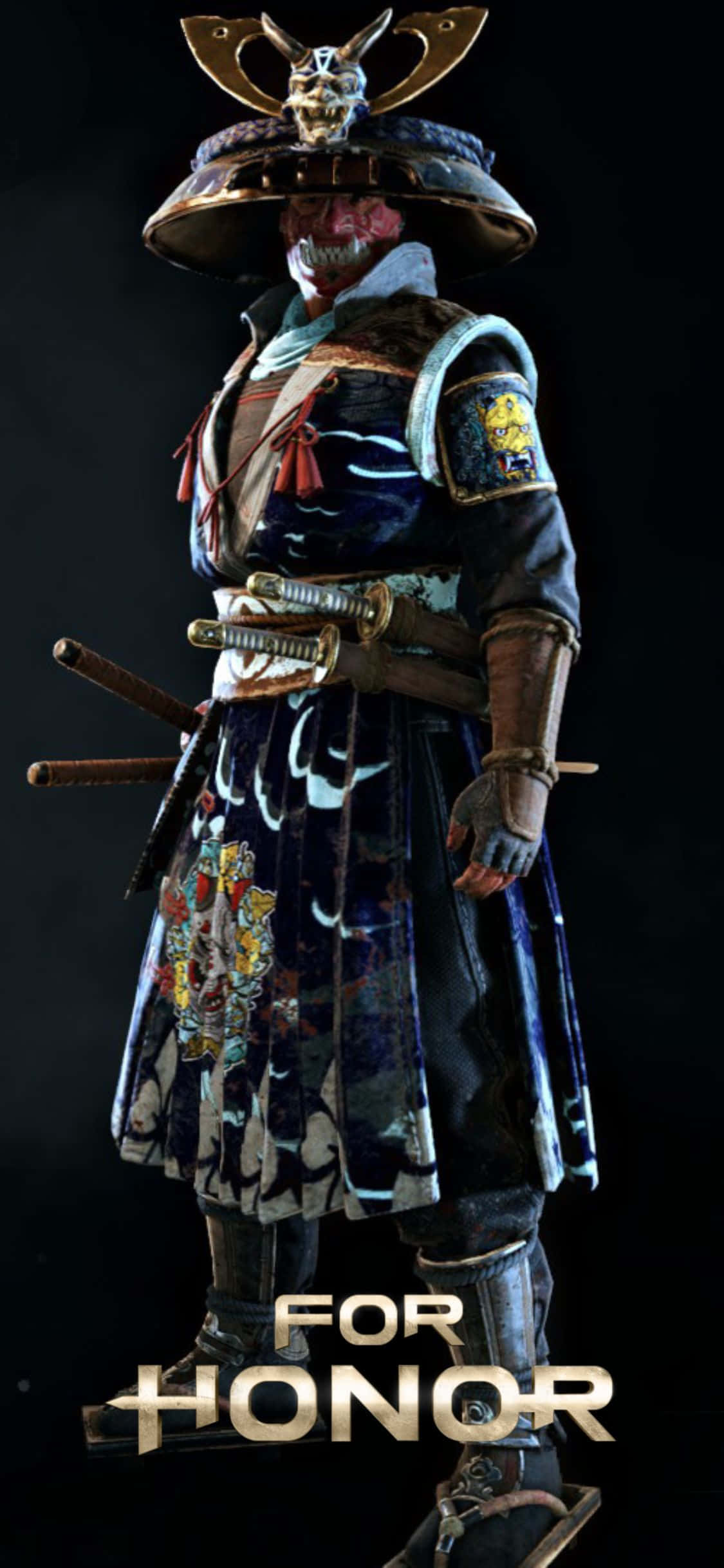 'n man in 'n samoerai-kostuum met die woorde for honor Muurpapier