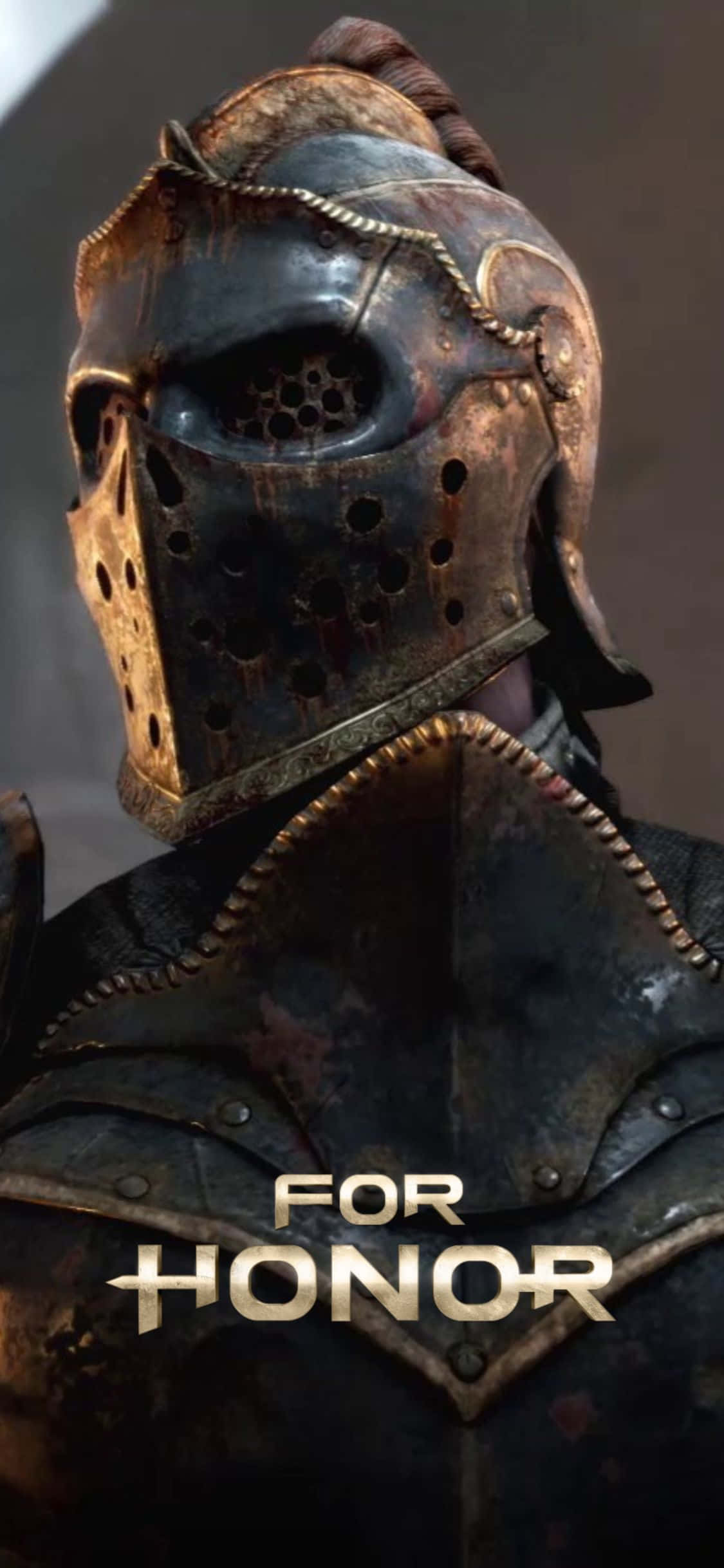 'n man in wapenrusting met die woorde for honor Muurpapier