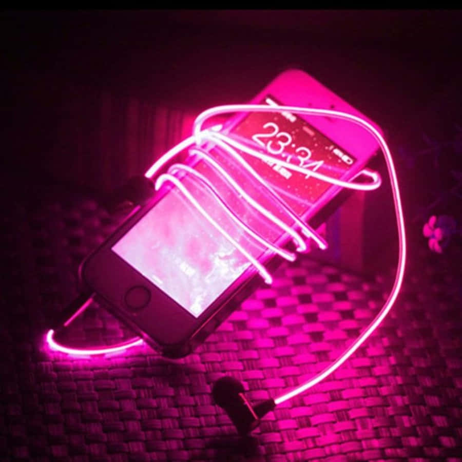 'n Moderne Neonpienk-estetika Muurpapier