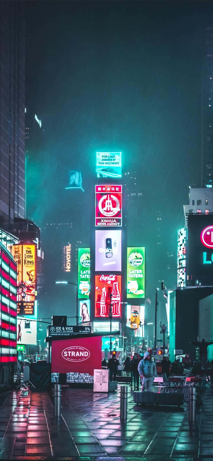'n Neon gloed wys 'n asemrowende stadsilhoeët. Muurpapier
