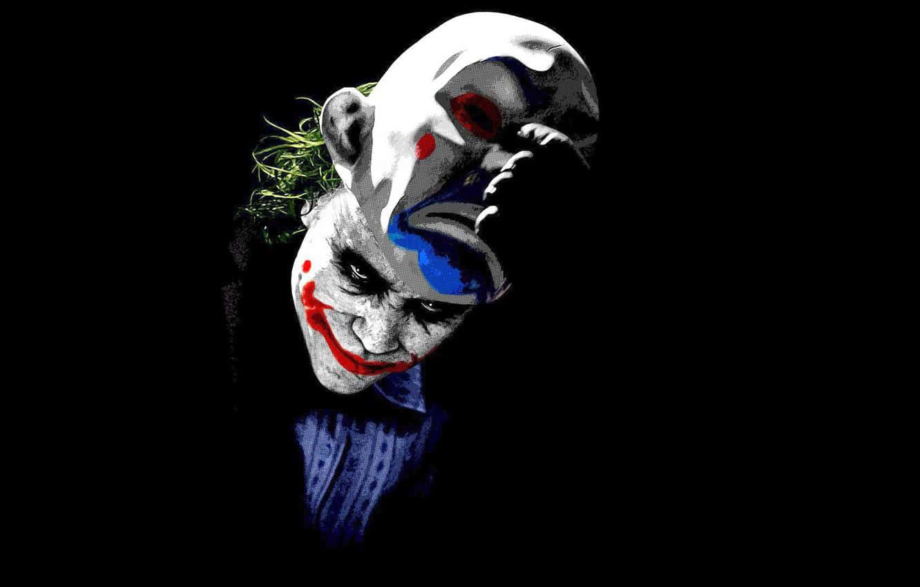 'n Onheilspellende Beeld van 'n Man met 'n Joker-masker Muurpapier
