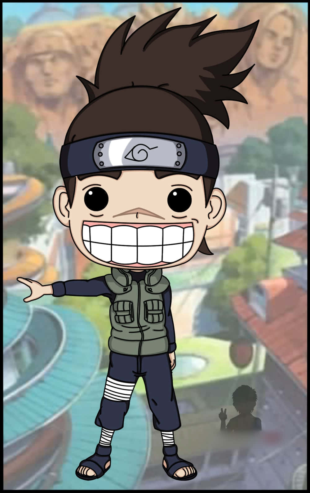 'n Oulike chibi-karakter met vlegsels wat in 'n magiese woud hardloop. Muurpapier