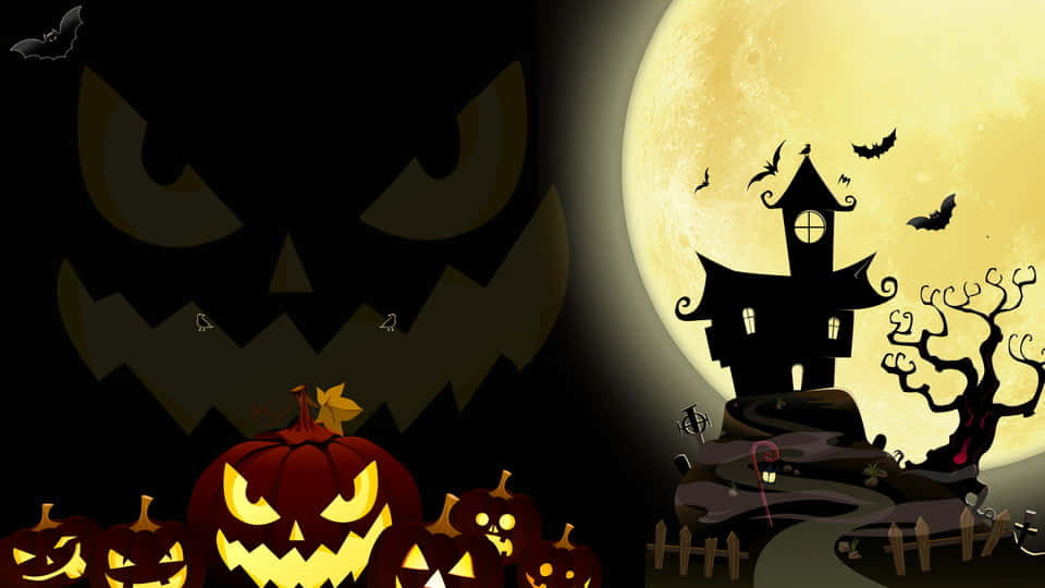 'n Oulike klein heksie en haar vriendelike swart kat maak gereed vir 'n klassieke Halloween-aand! Muurpapier