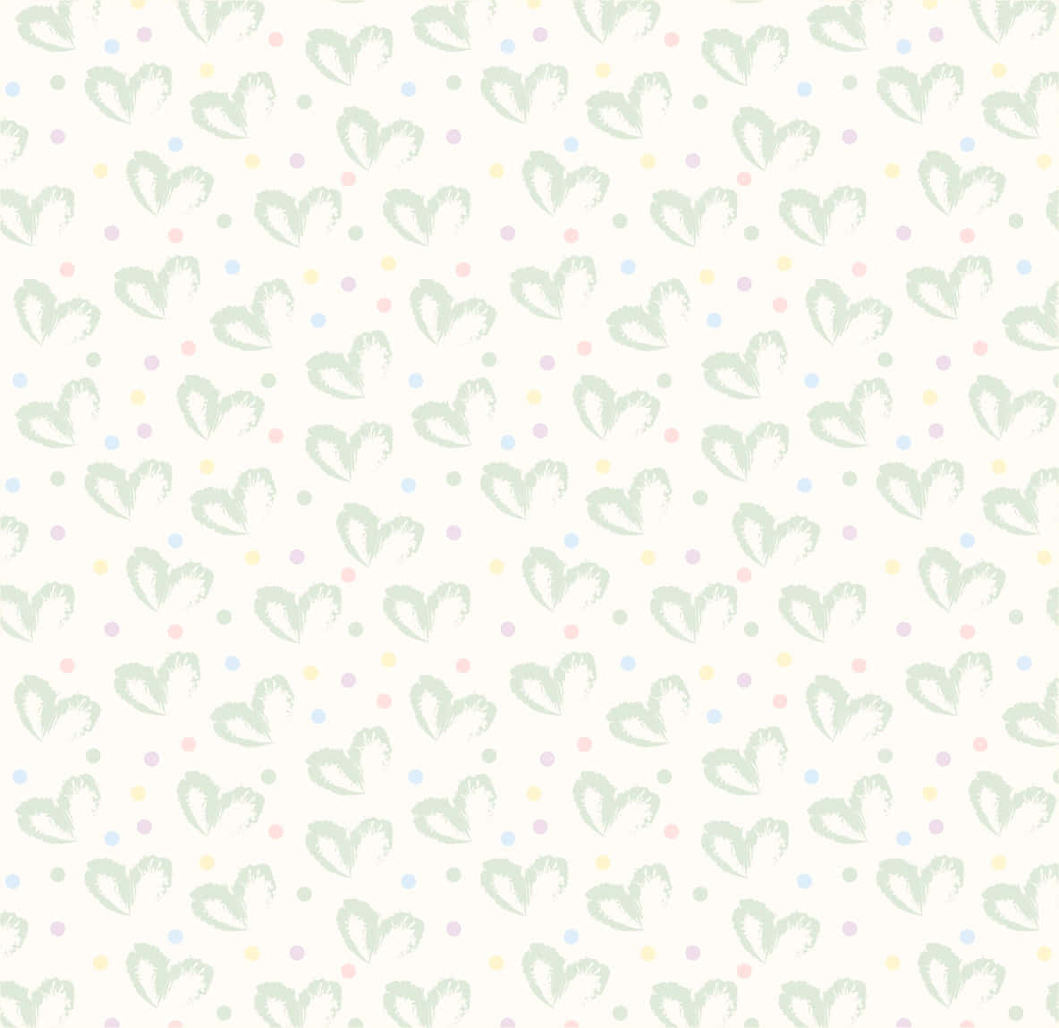 'n patroon van harte in groen en wit Muurpapier