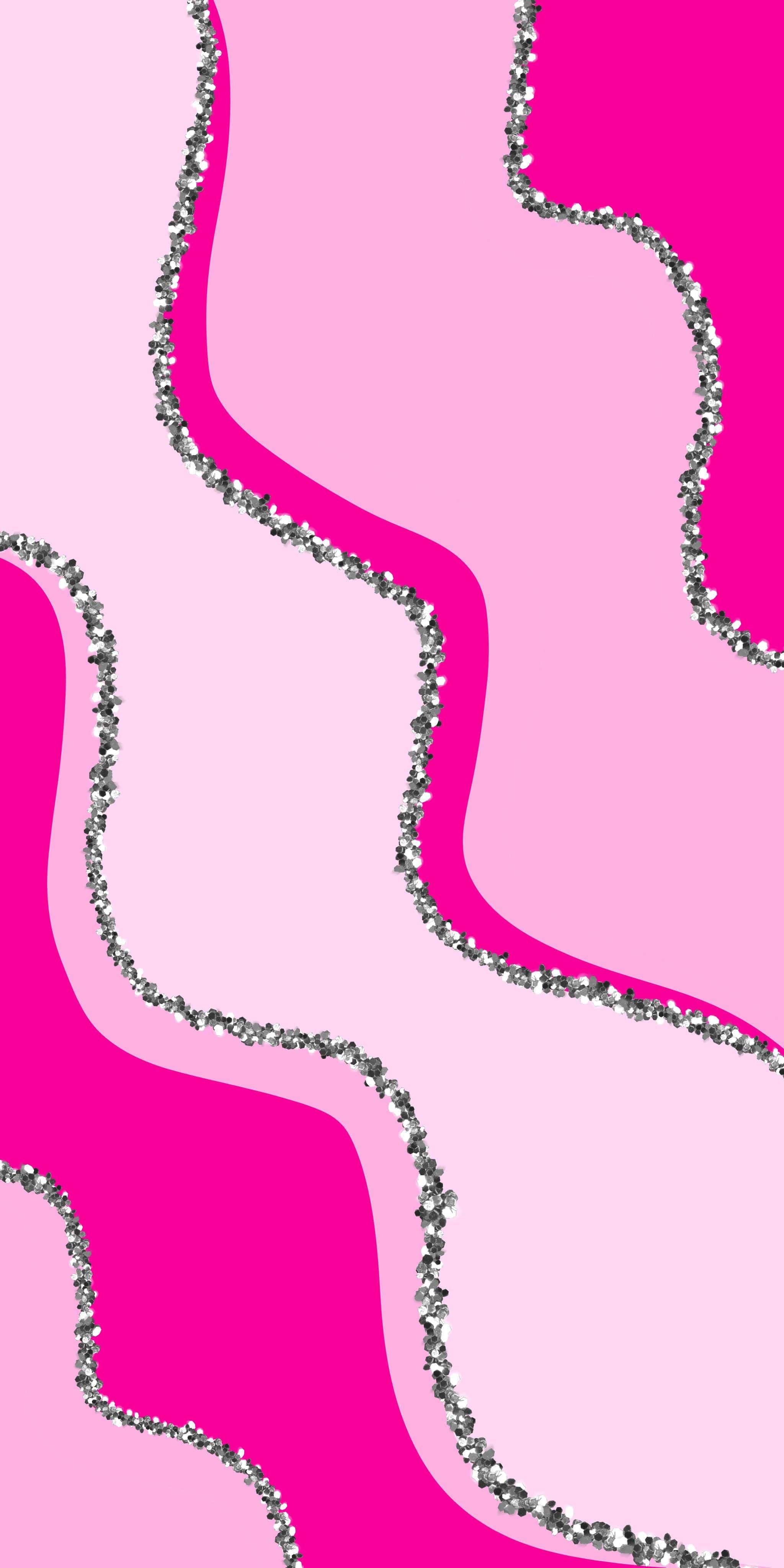 'n pienk en silwer golwende patroon Muurpapier