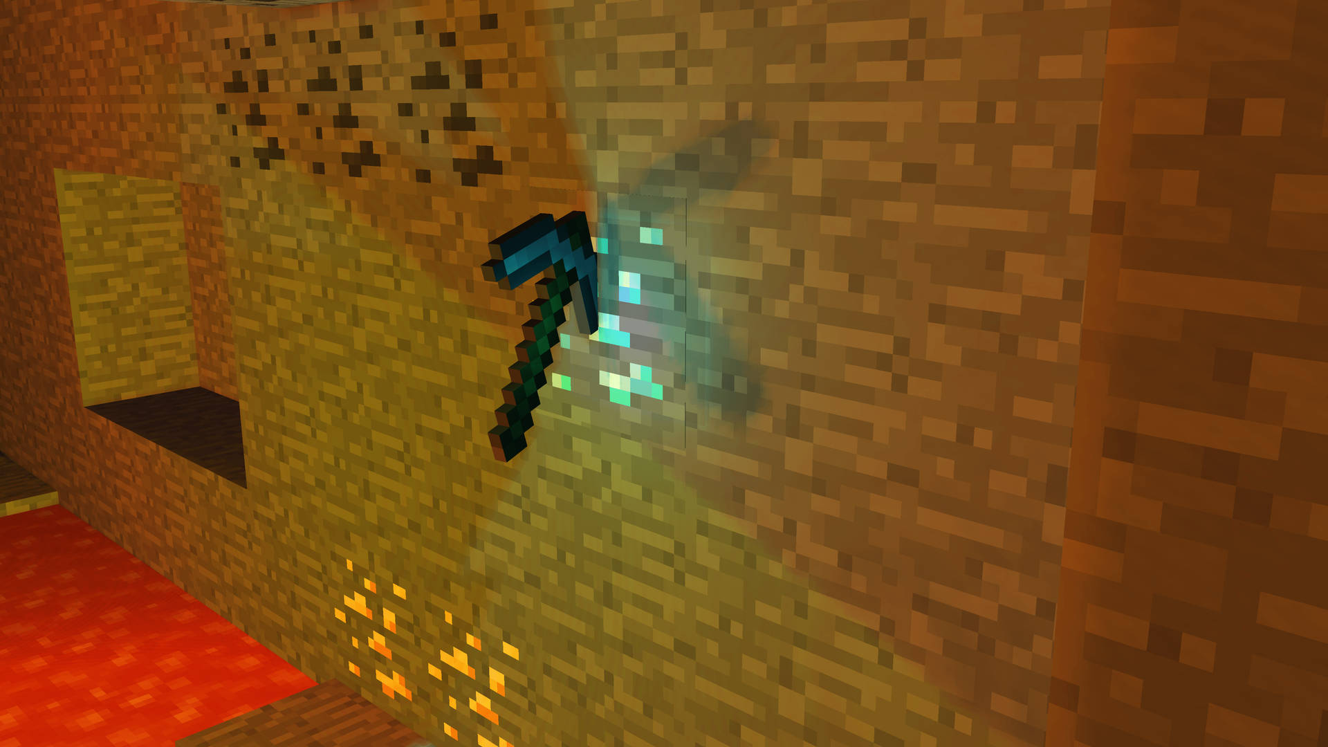 Minecraft piksteel op baksteenmure HD agtergrond
