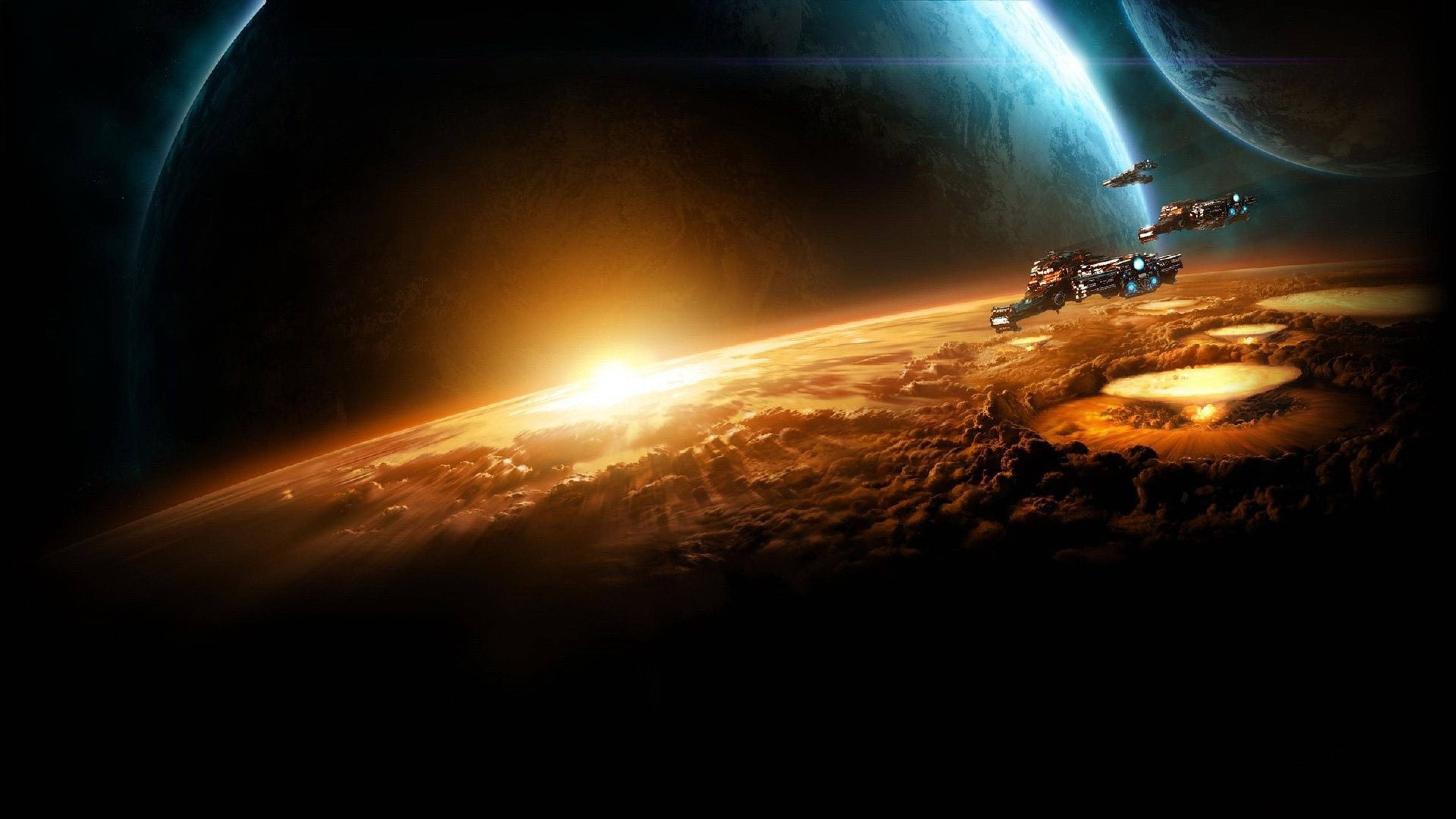 'n Planeetlanding van 'n StarcraftSkip Muurpapier