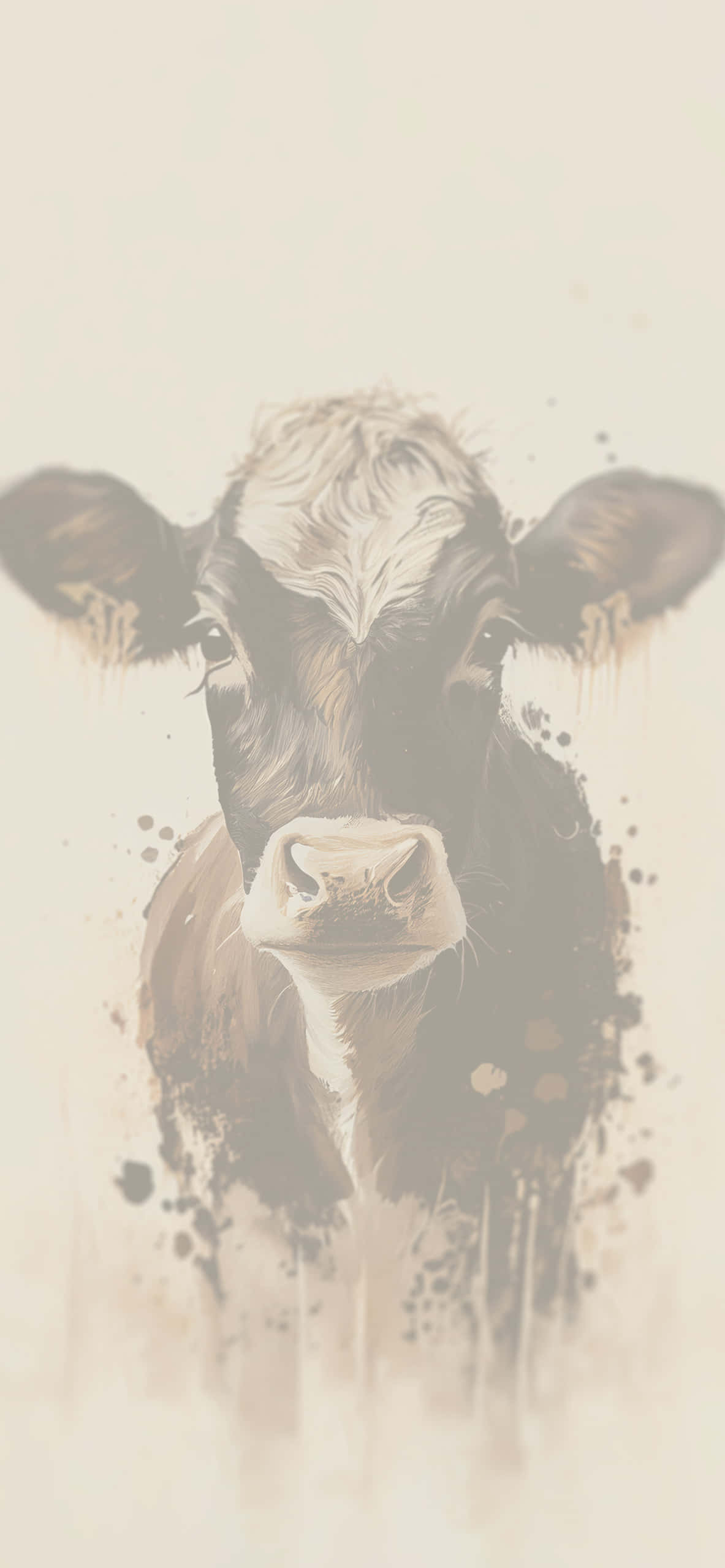'n Pragtige Hereford-koei in 'n veld vol veldblomme. Muurpapier