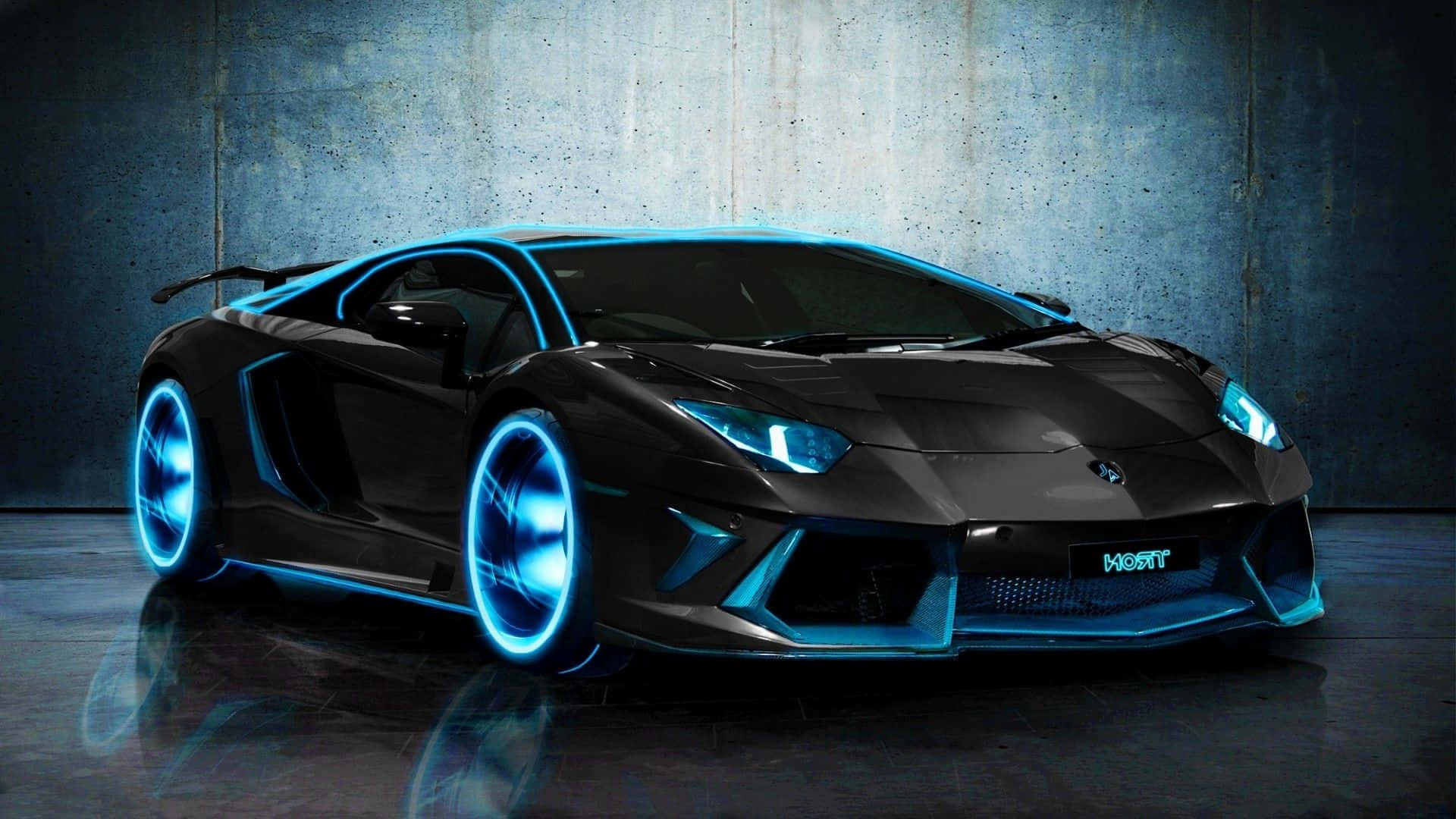 'n Pragtige Lamborghini galop oor die teerpad Muurpapier