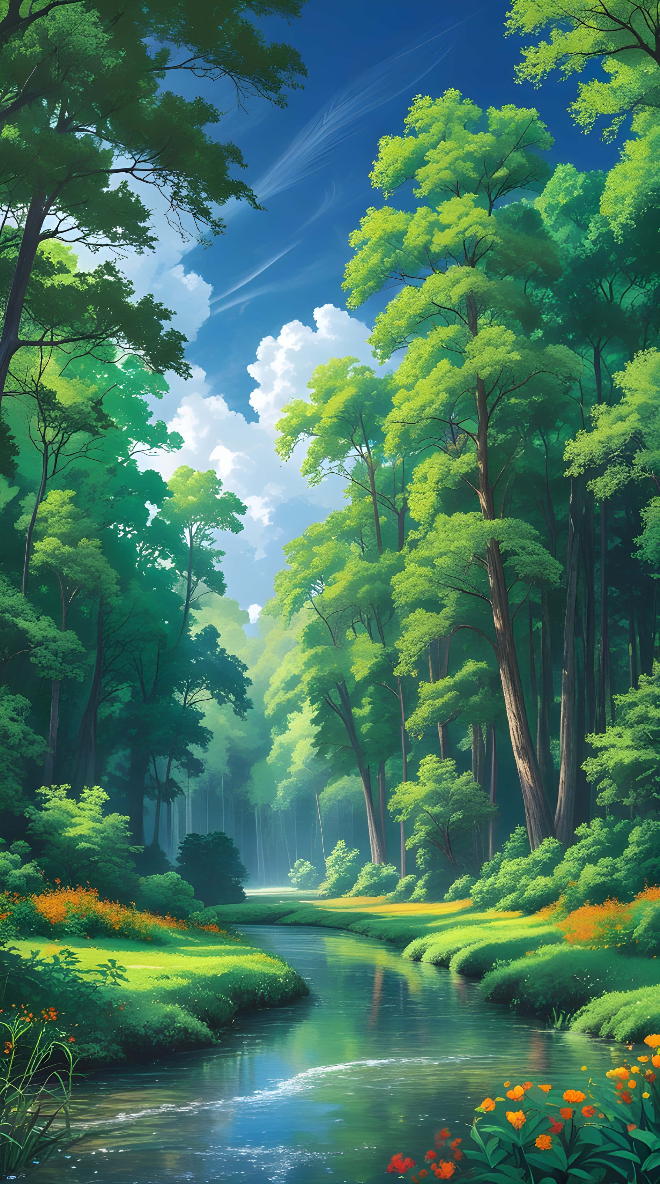 'n Pragtige natuurlike uitsig van die natuur Muurpapier