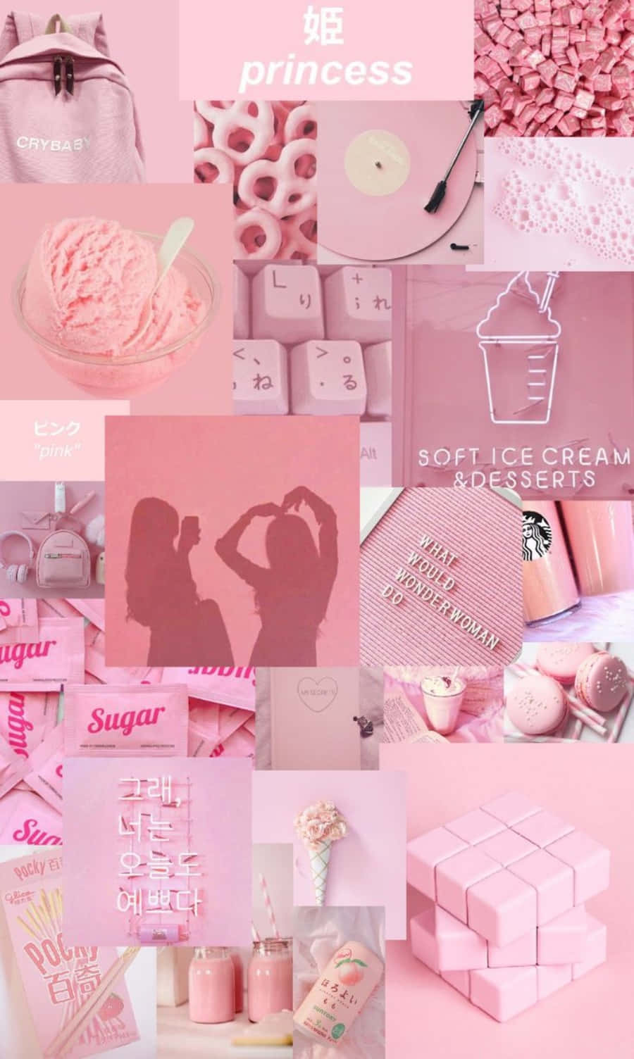 'n Pragtige pastel pienk estetika Muurpapier