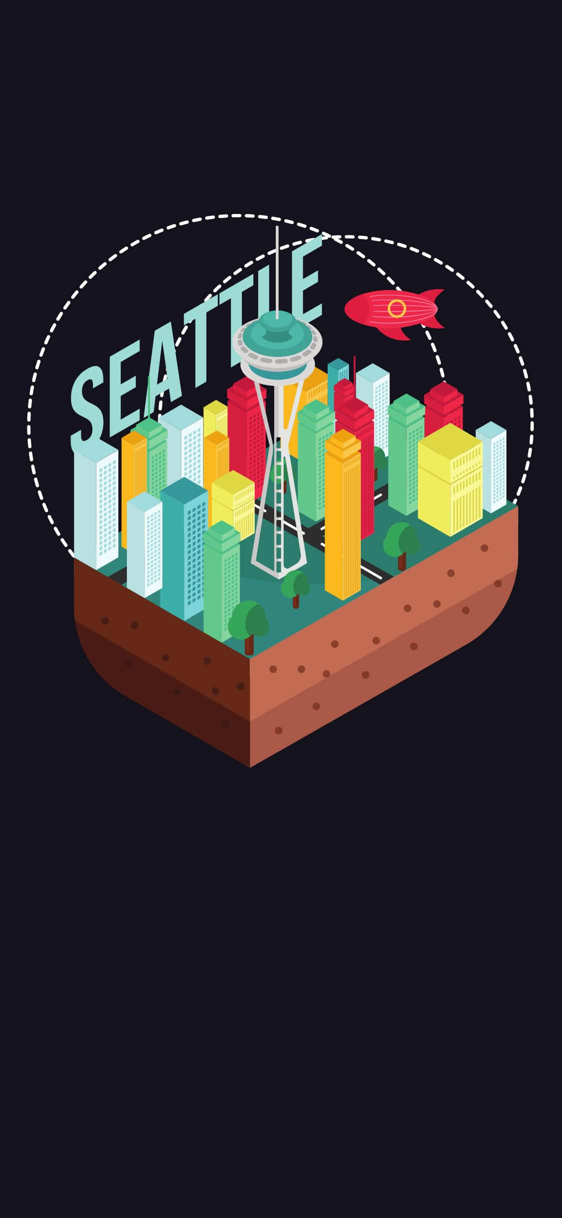 'n Pragtige uitsig oor Seattle se skyline soos gesien deur die lens van 'n iPhone X Muurpapier