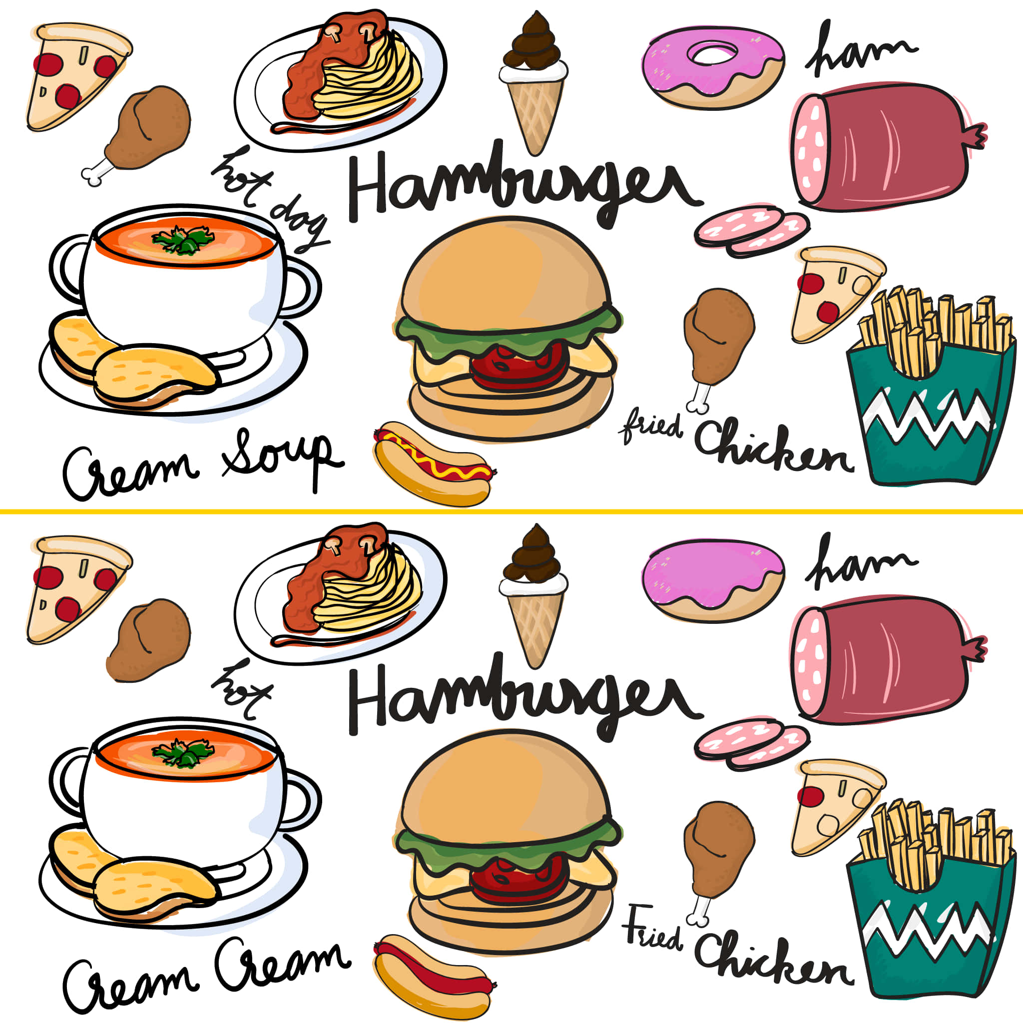 'n Prent van hamburgers, patat en sop Muurpapier