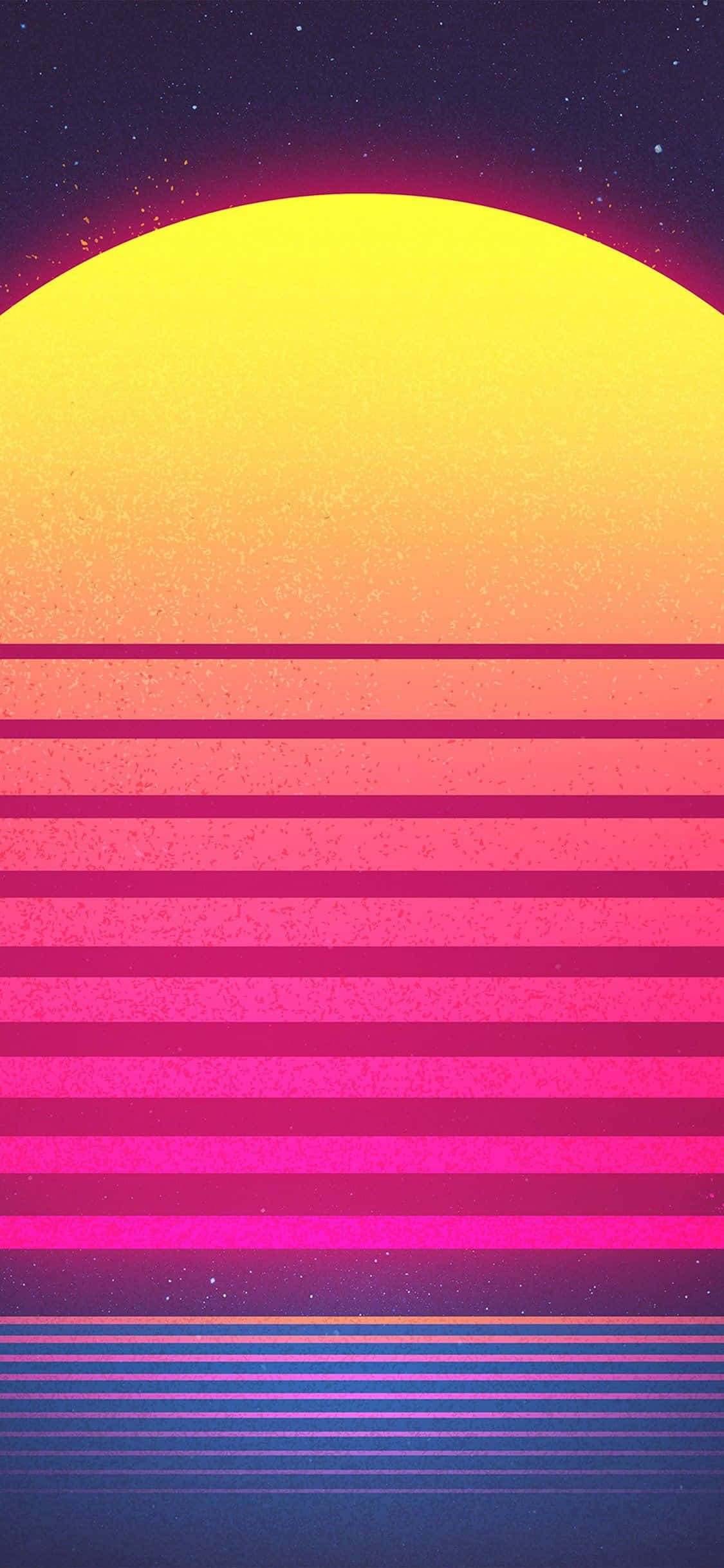 'n retro sonsondergang met 'n pienk en geel agtergrond Muurpapier