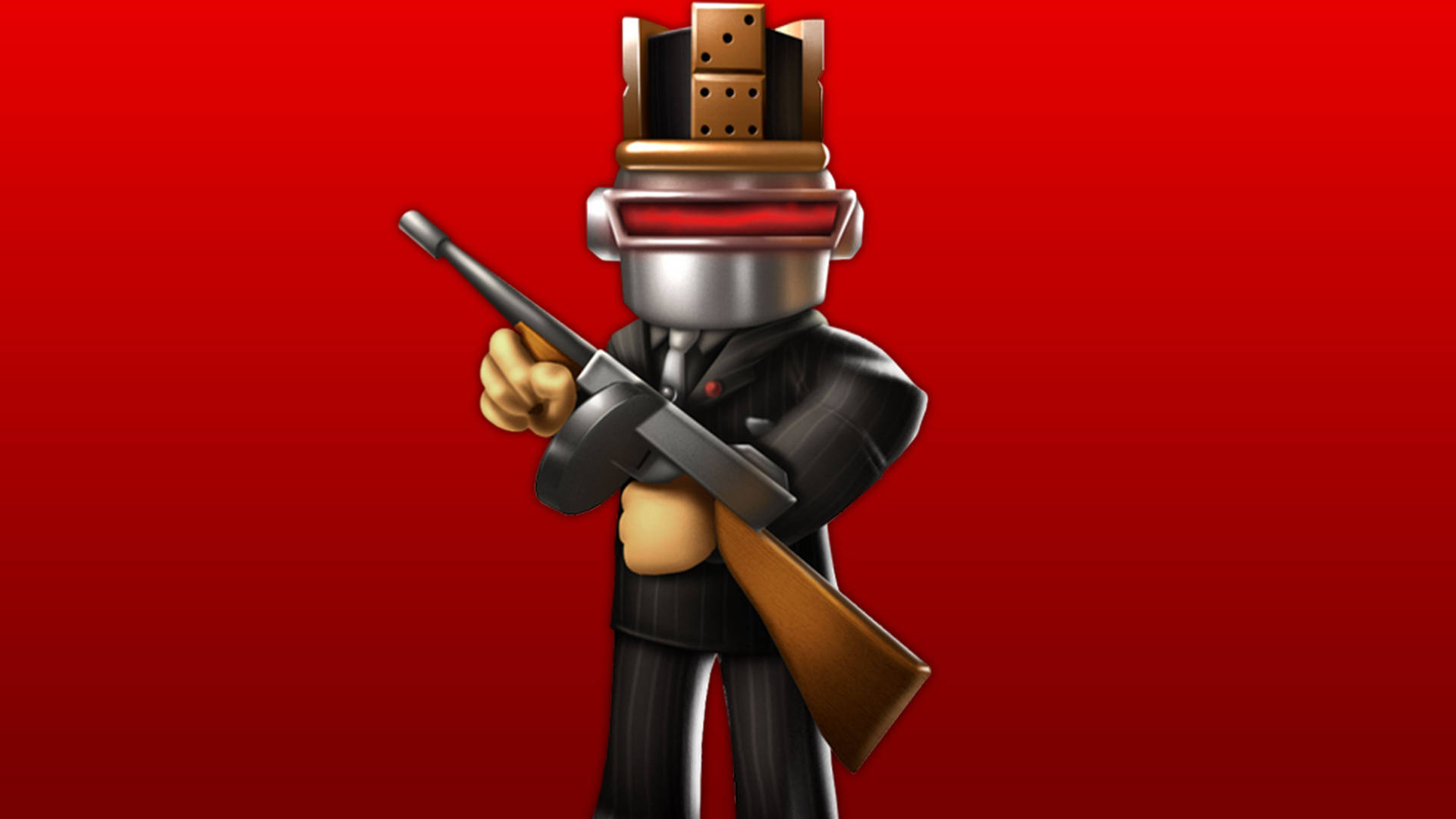 Wonderlike plakpapier van avatar robot geweerskutter in Roblox videospeletjie.