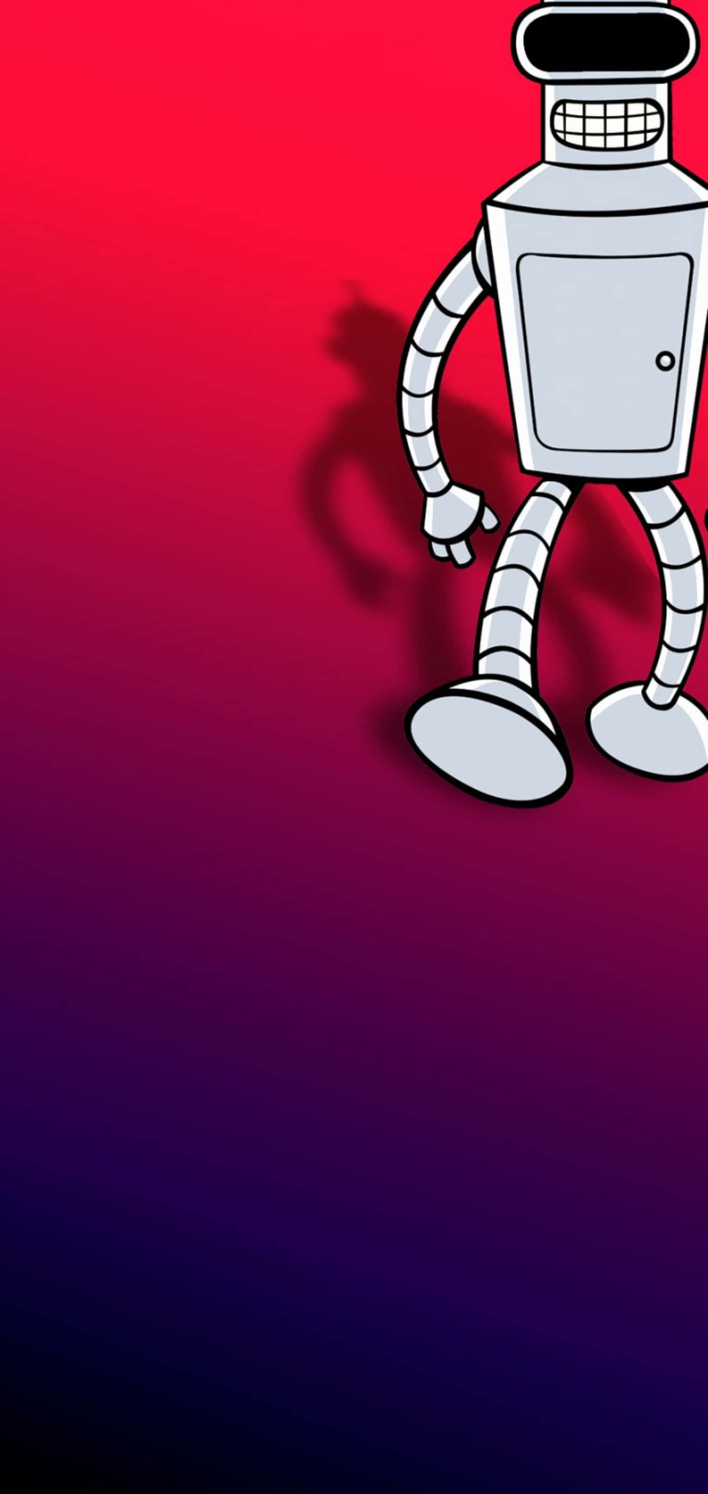 'n robot wat op 'n rooi en blou agtergrond staan Muurpapier