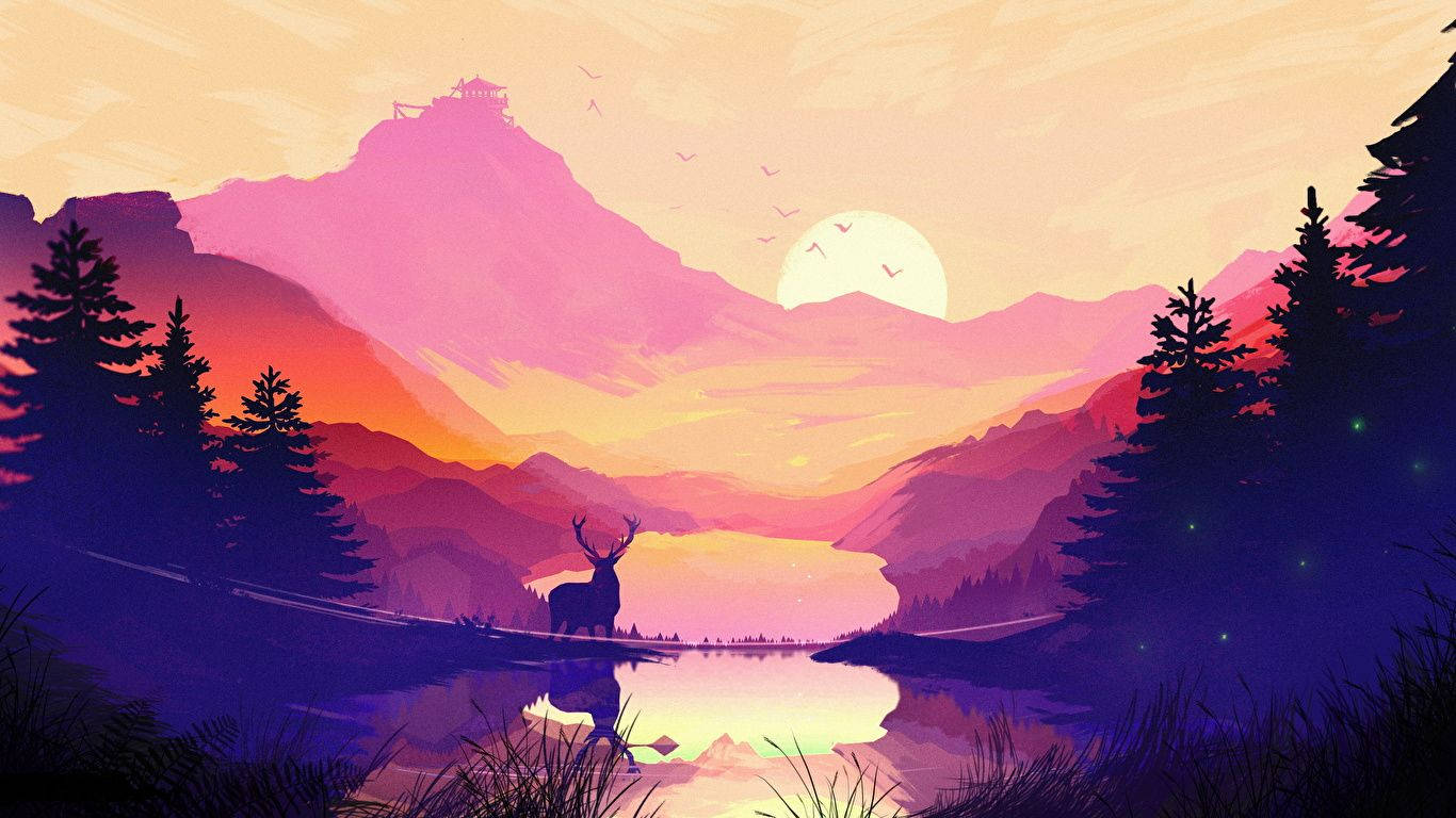 'n Rustige en majestieuse uitsig van 'n takbok in die wildernis Muurpapier