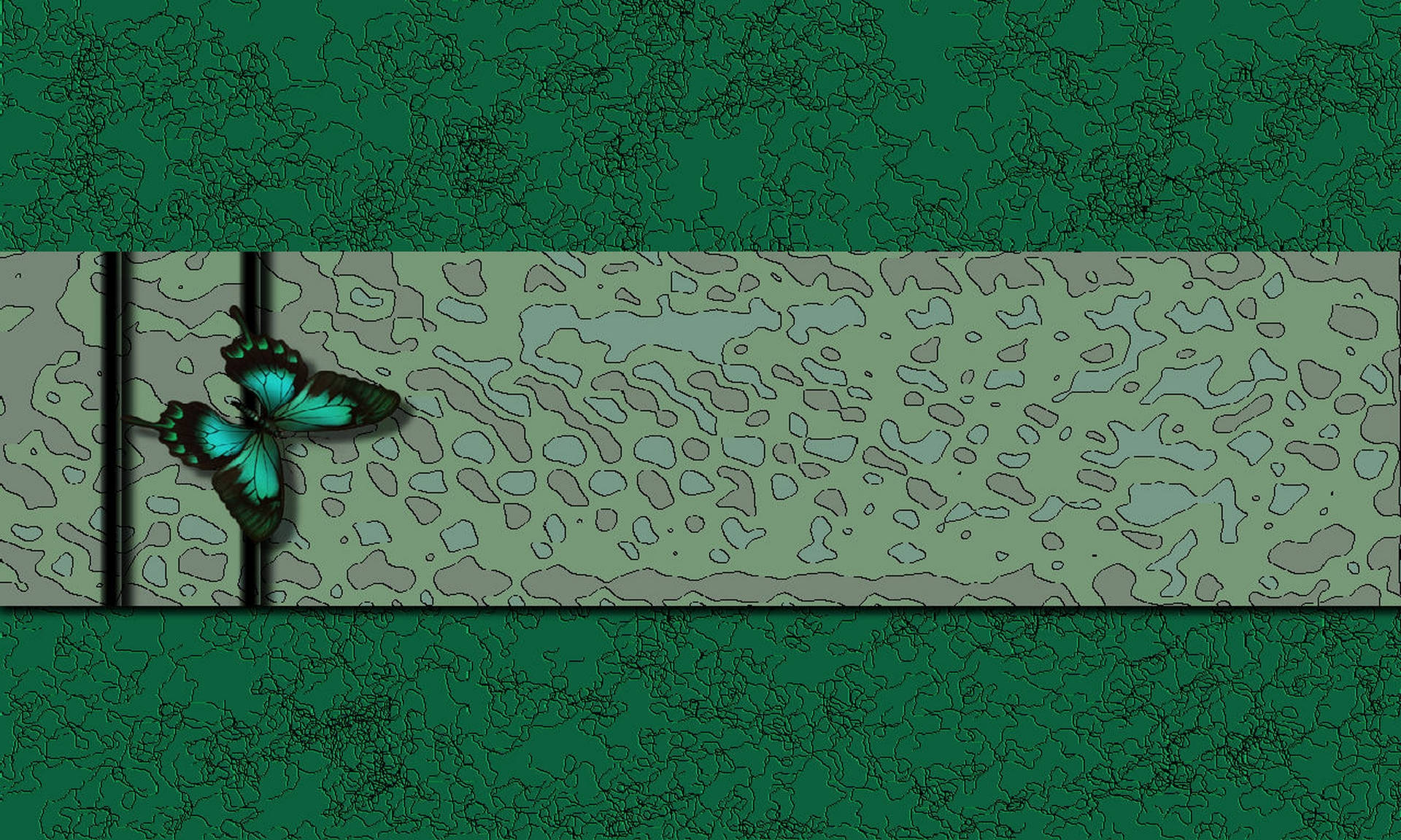 Groen en wit getekstureerde kunswerk met 'n groen-swart skoenlapper. — Skoenlapper estetiese GIF Muurpapier