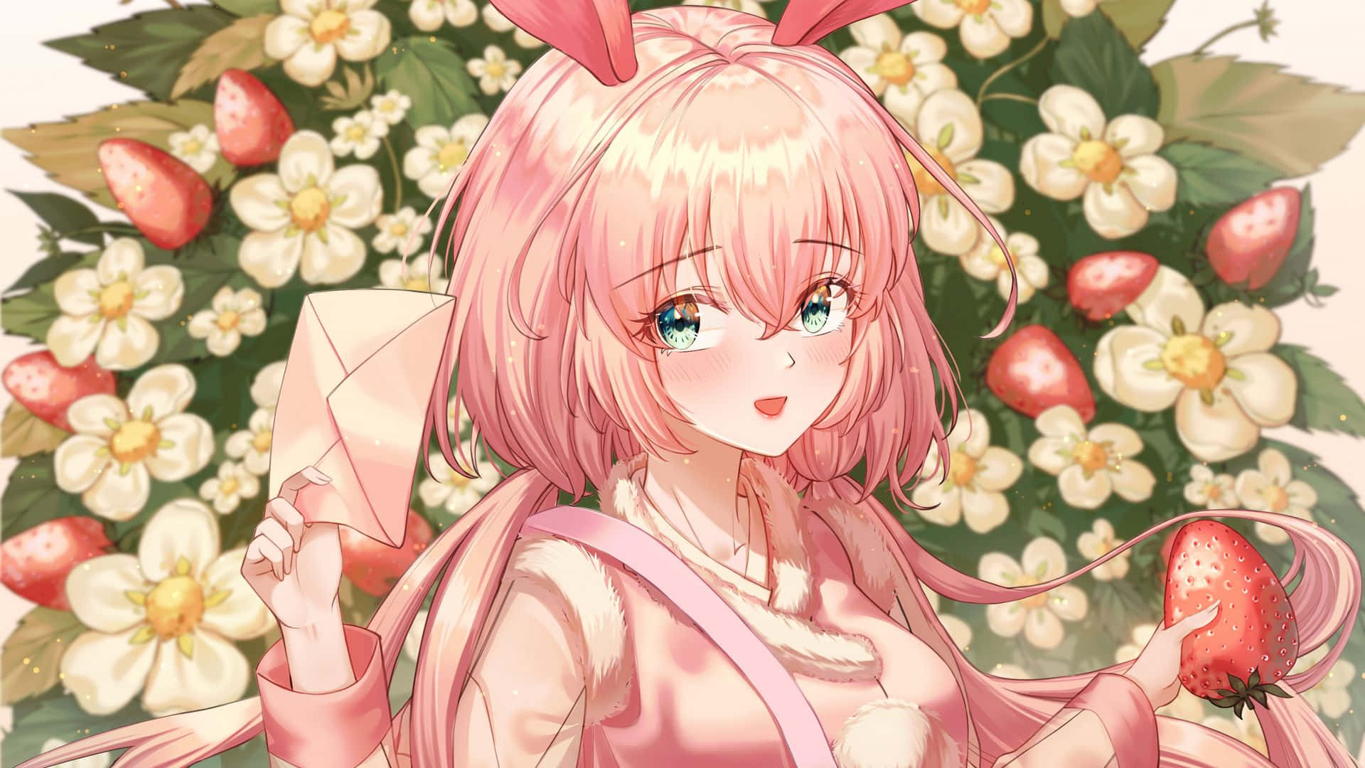 'n Soet en dromerige pienk anime-estetika Muurpapier