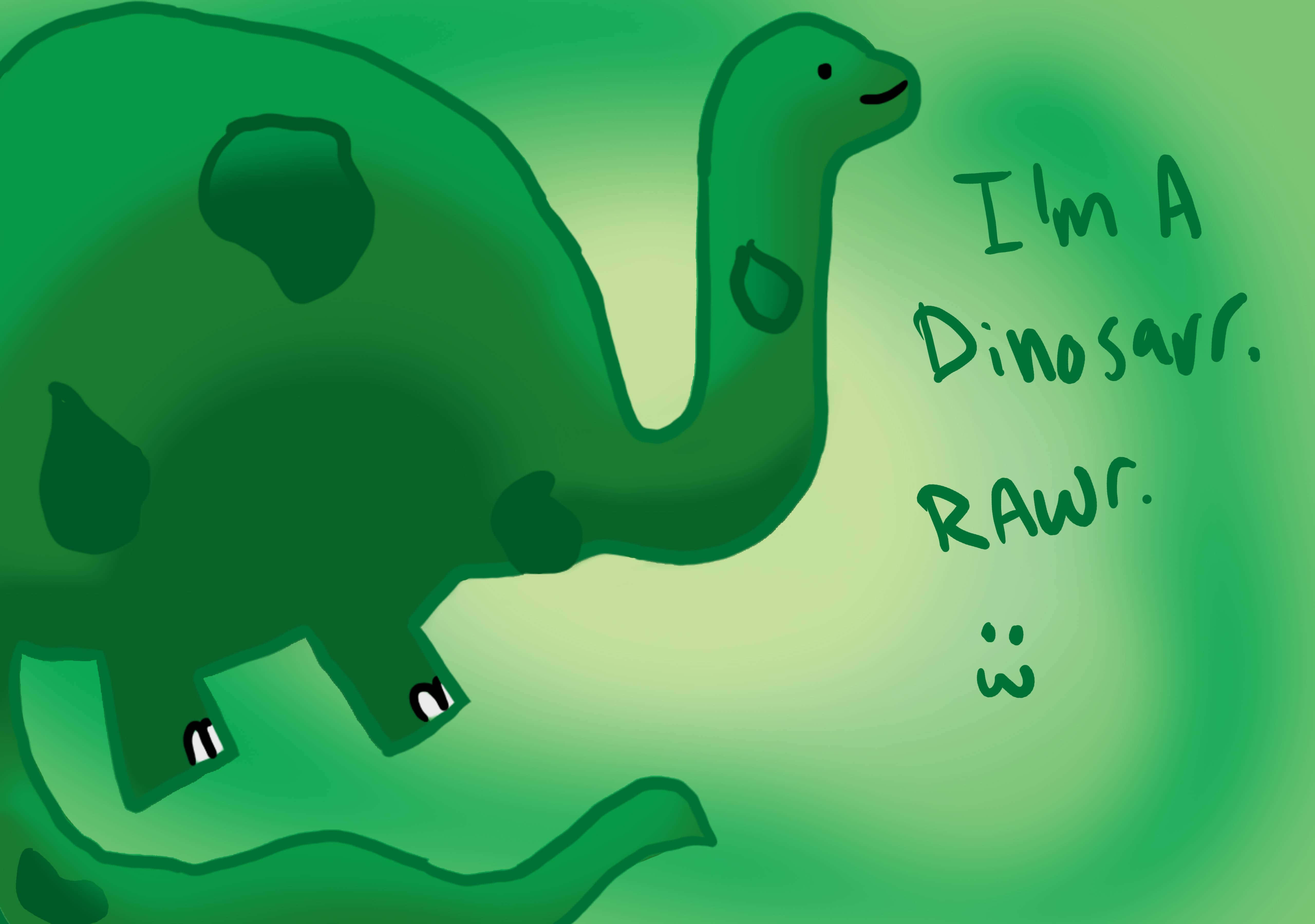'n Speelse Dinosourus in die Tuin Muurpapier