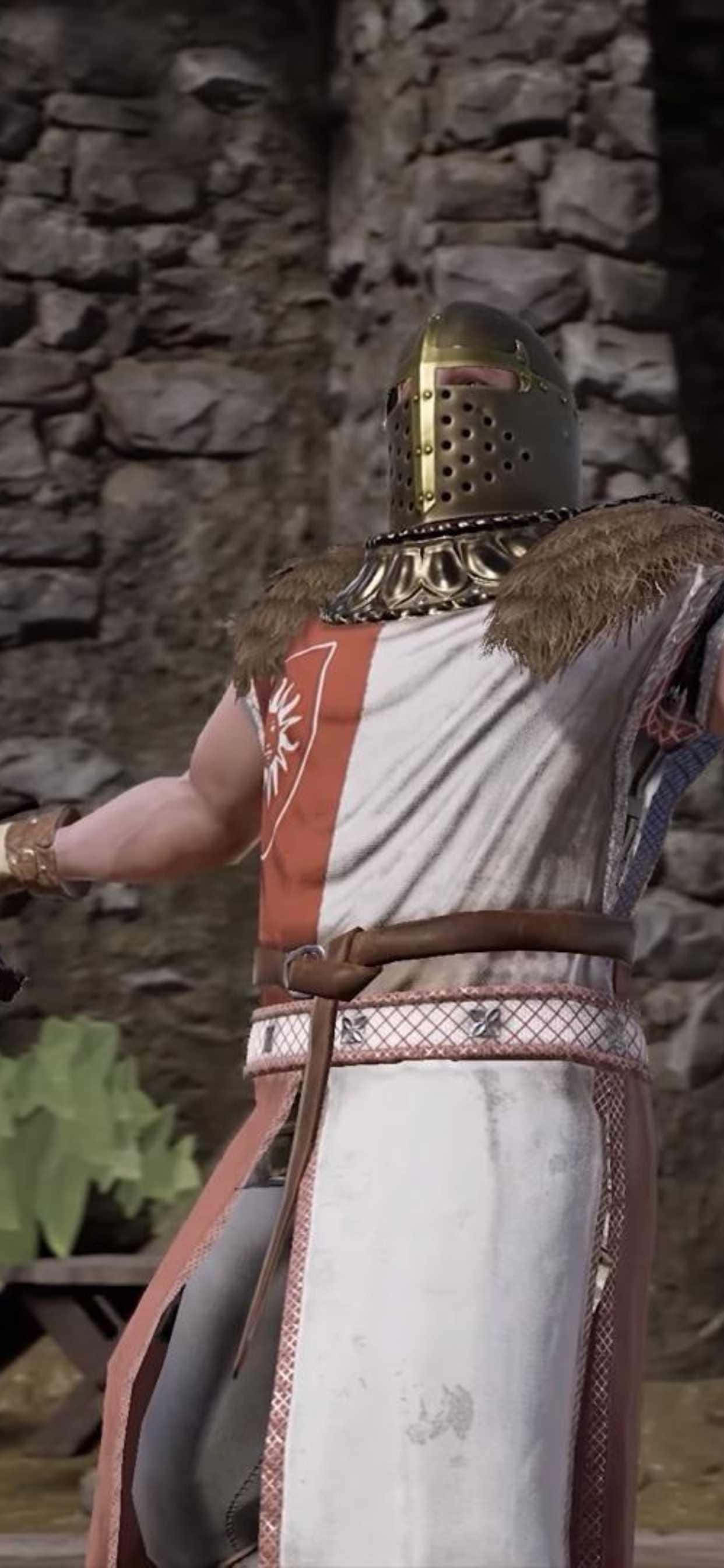 'n Speler wat taktiek ontwikkel op hul iPhone Xs Max terwyl hy Mordhau geniet Muurpapier