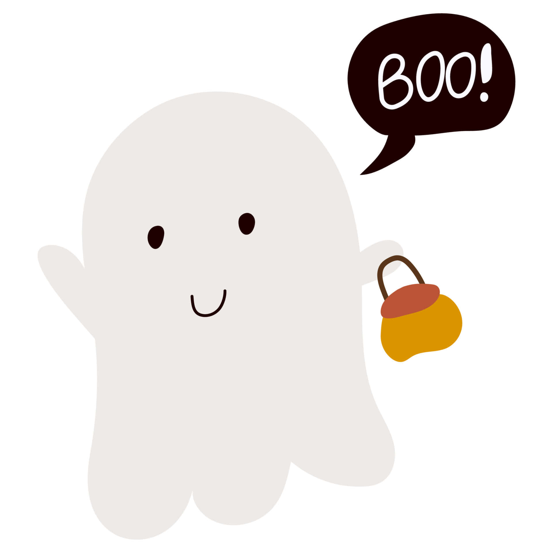 'n spotprentspook met 'n sak en 'n praatborrel Muurpapier