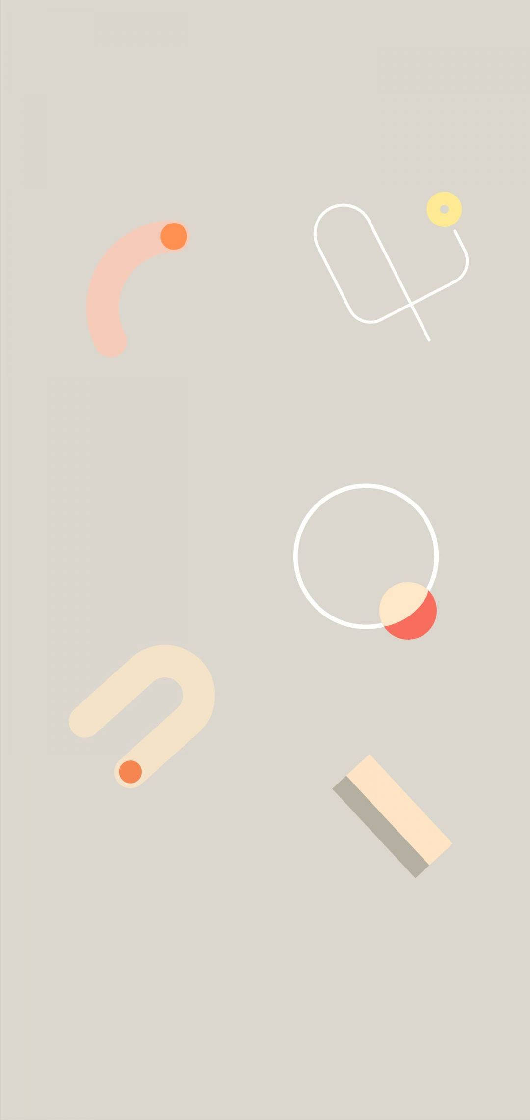 'n stel geometriese vorms en lyne op 'n beige agtergrond Muurpapier
