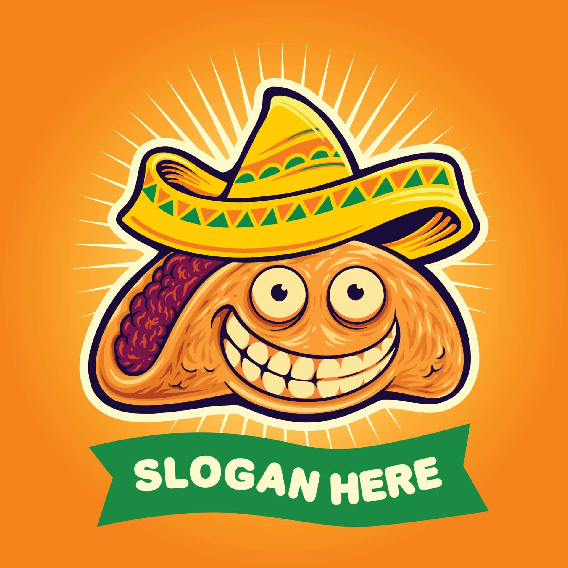 'n striptaco met 'n sombrero op 'n oranje agtergrond Muurpapier