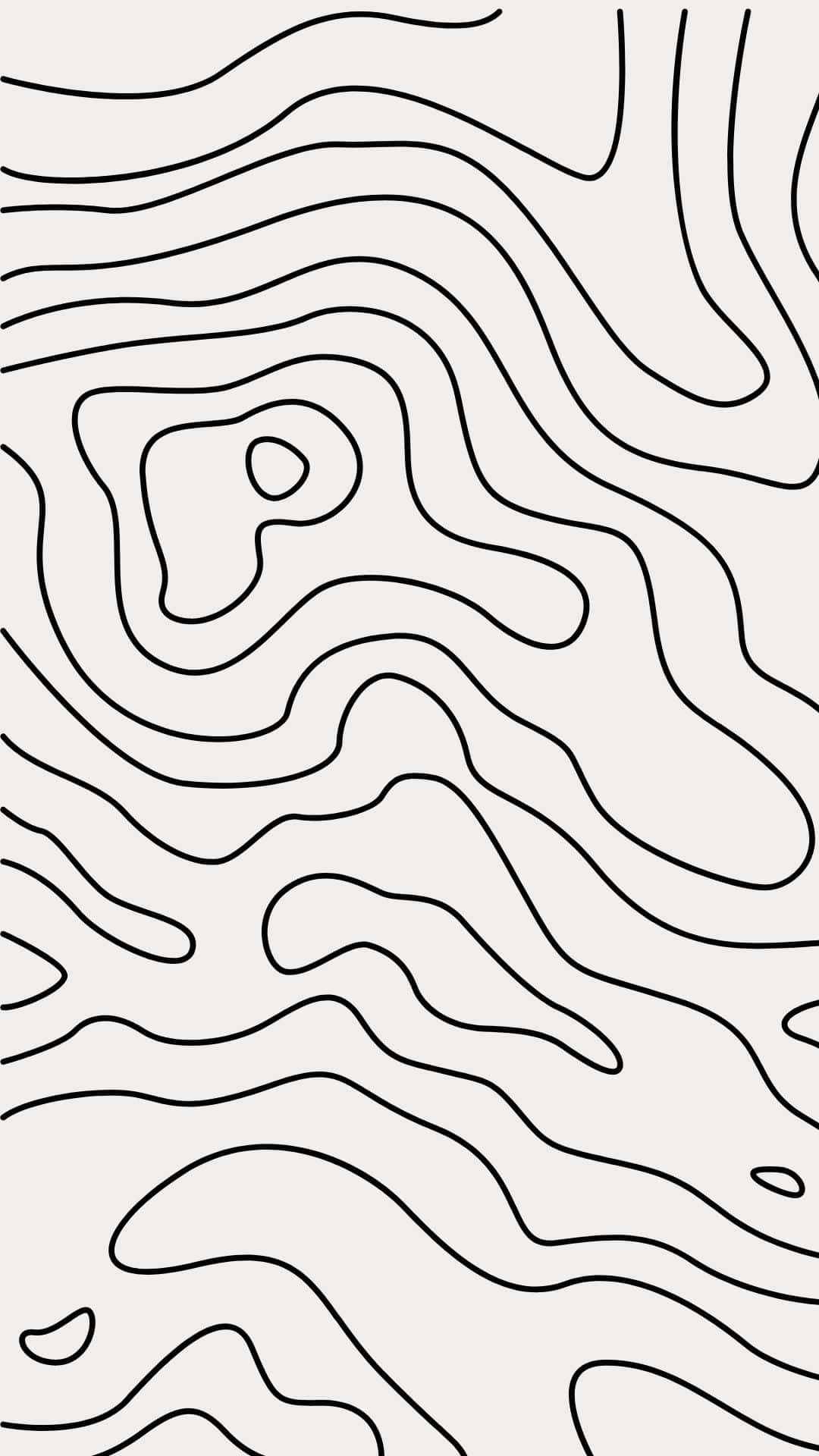 'n swart-en-wit lyntekening van 'n golwende patroon Muurpapier