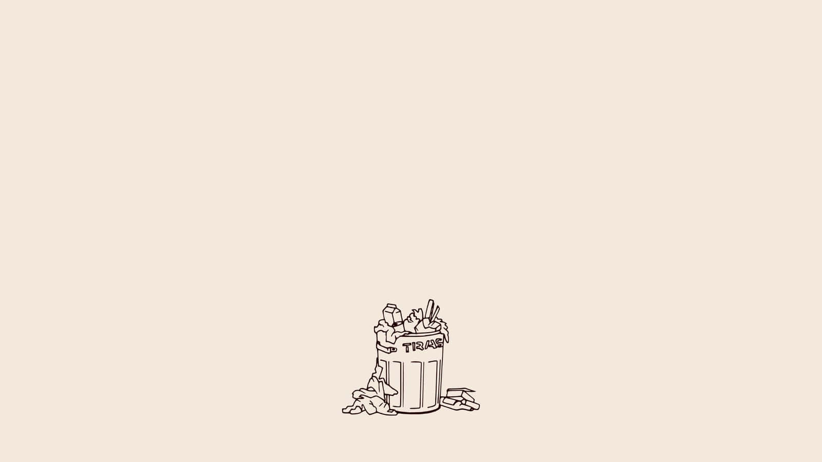 'n Tekening van 'n hond op 'n beige agtergrond Muurpapier