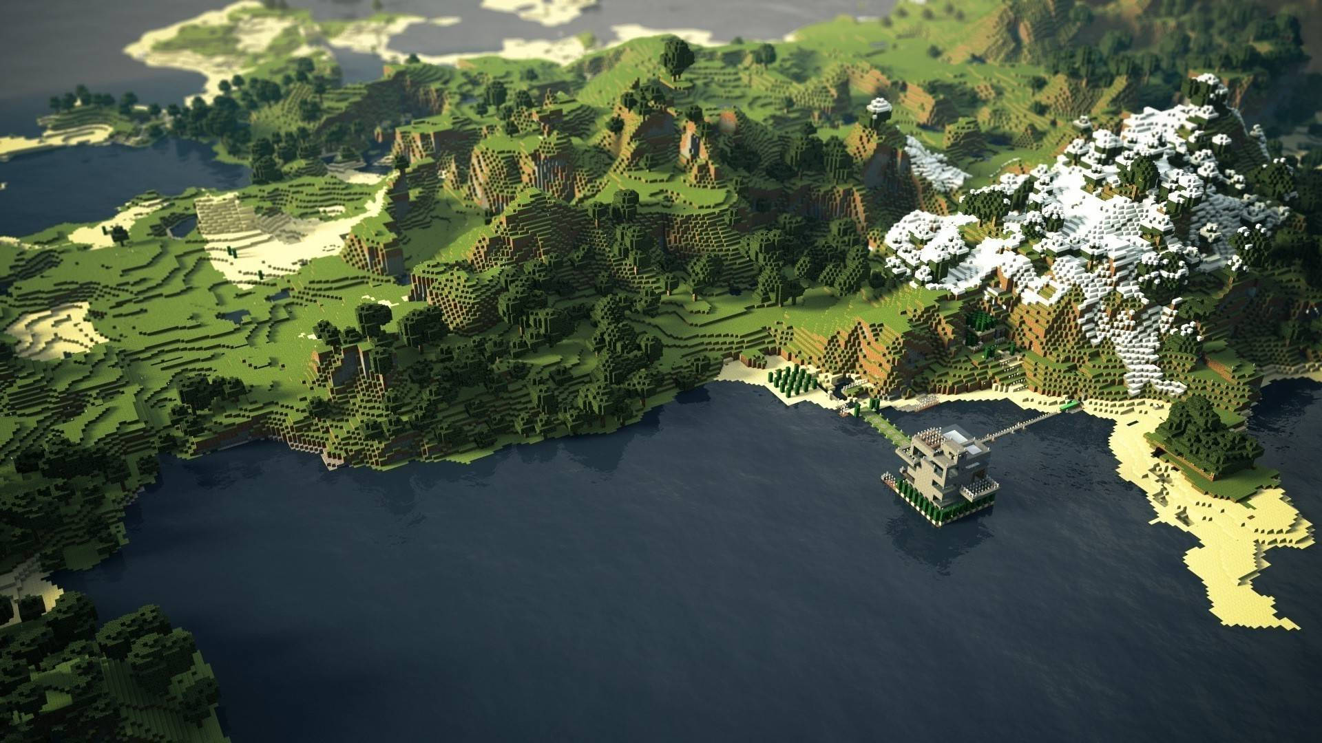 Minecraft groen bos meer bioom muurpapier