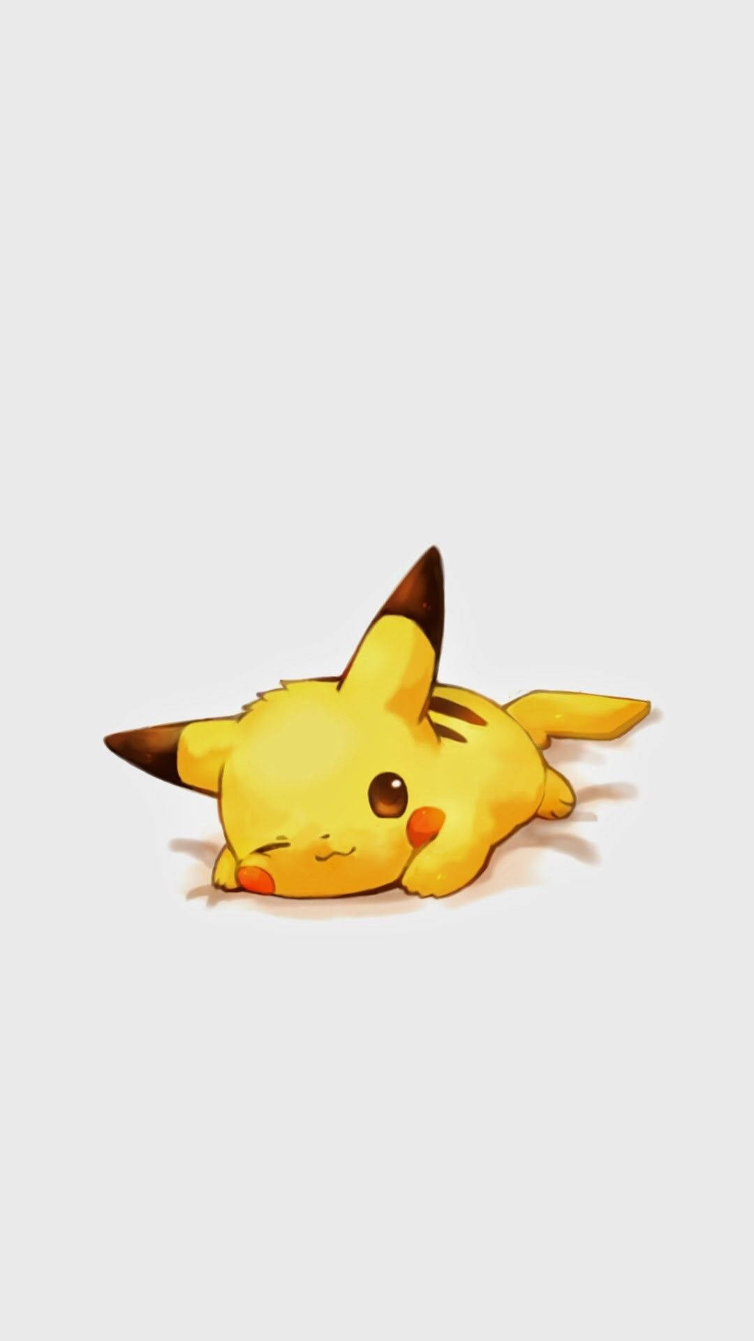 Behangpapier van Pikachu wat op 'n wit kussing lê.