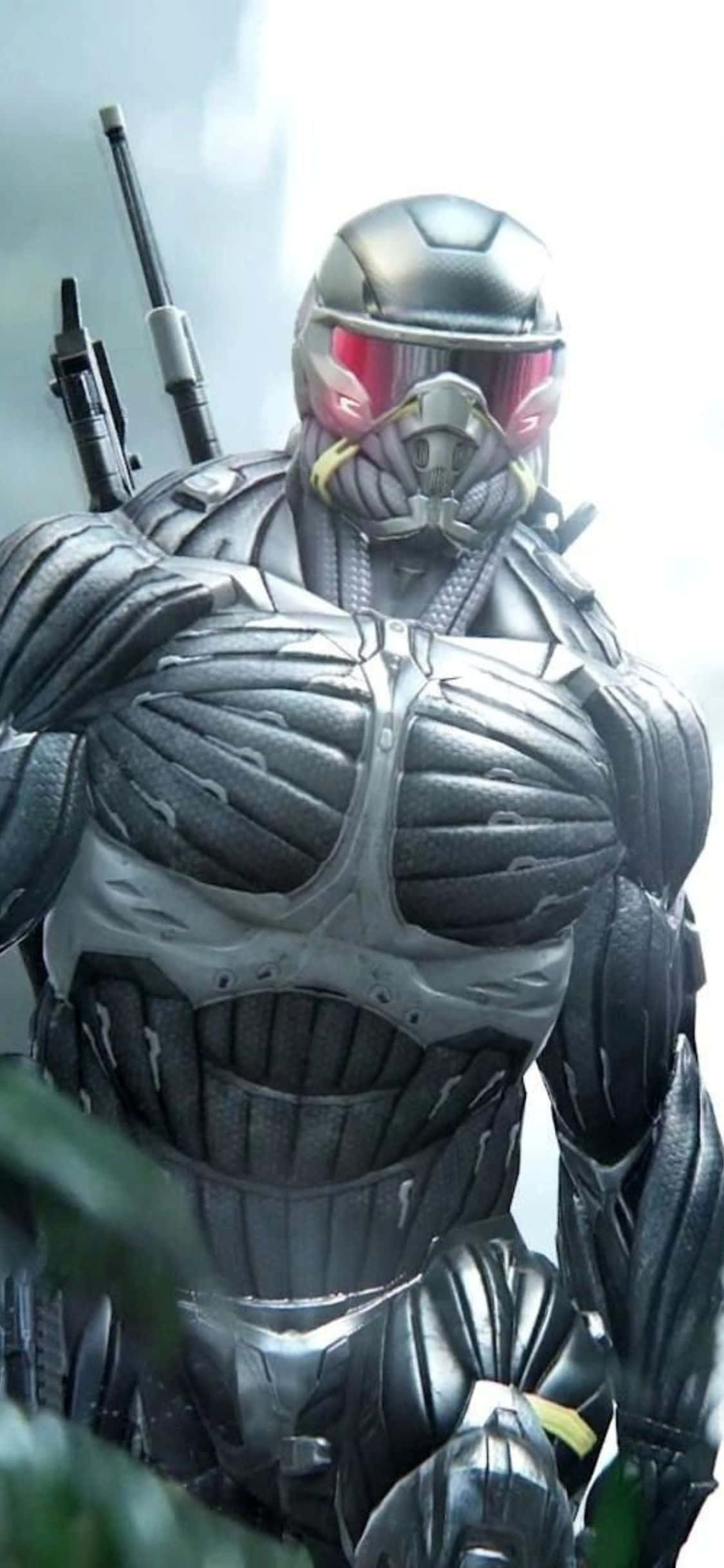 'n Unieke uitsig van die spel Crysis 3 op die iPhone X Muurpapier