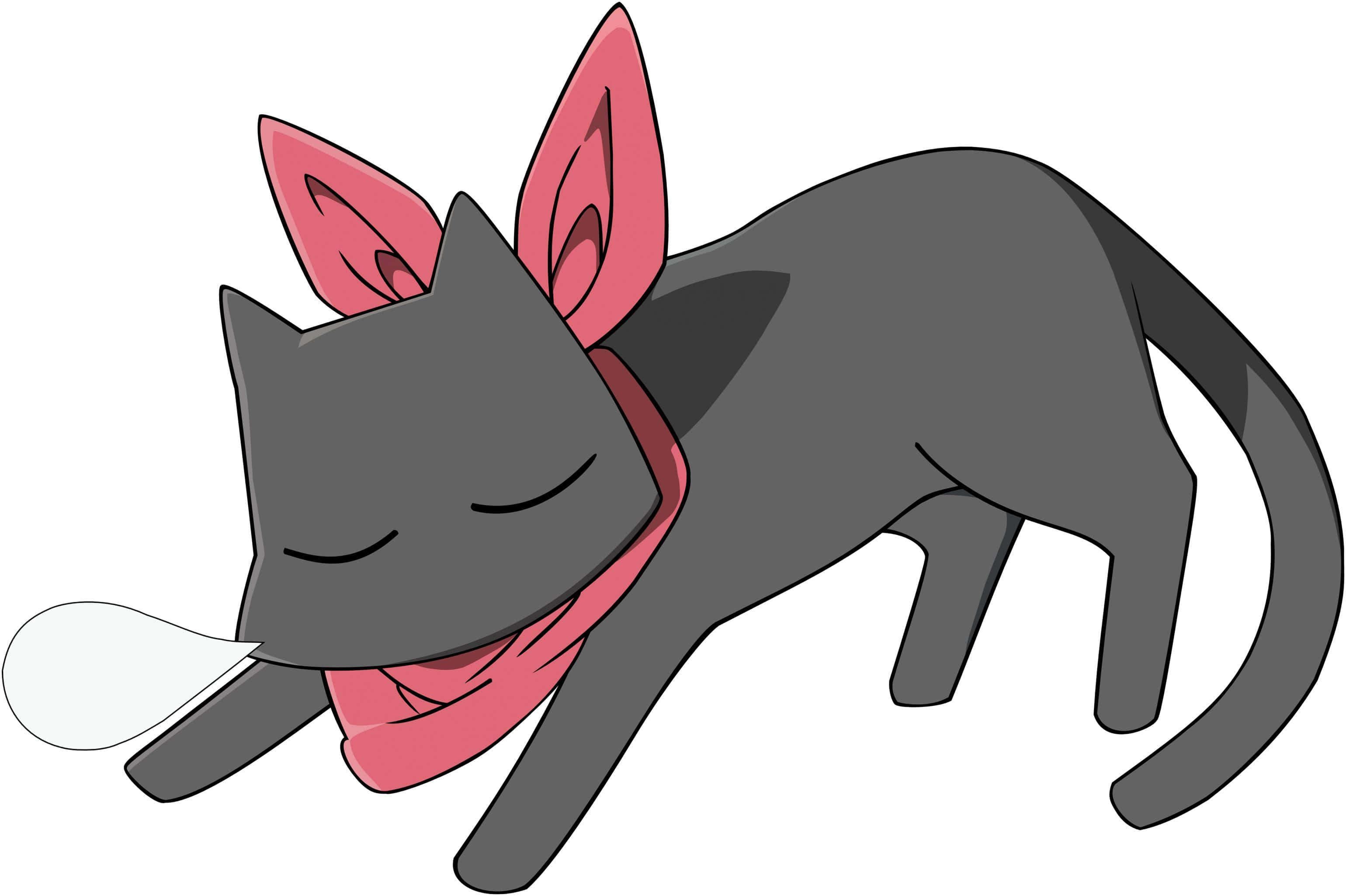 'n Vrolike anime-kat wat haar oulike kant wys met 'n pienk strikdas Muurpapier