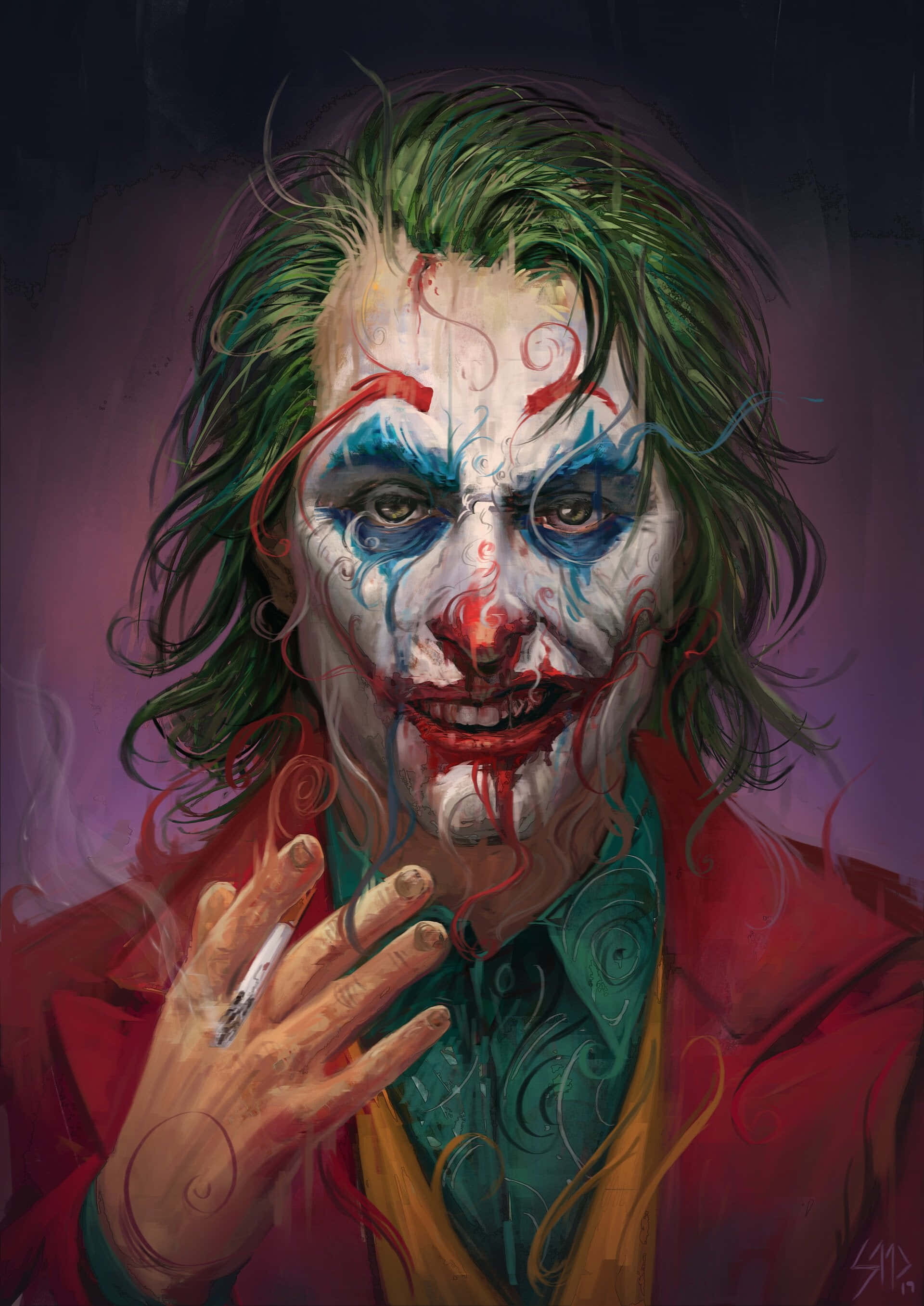 'n Vurige en ikoniese voorkoms, die Joker-masker Muurpapier
