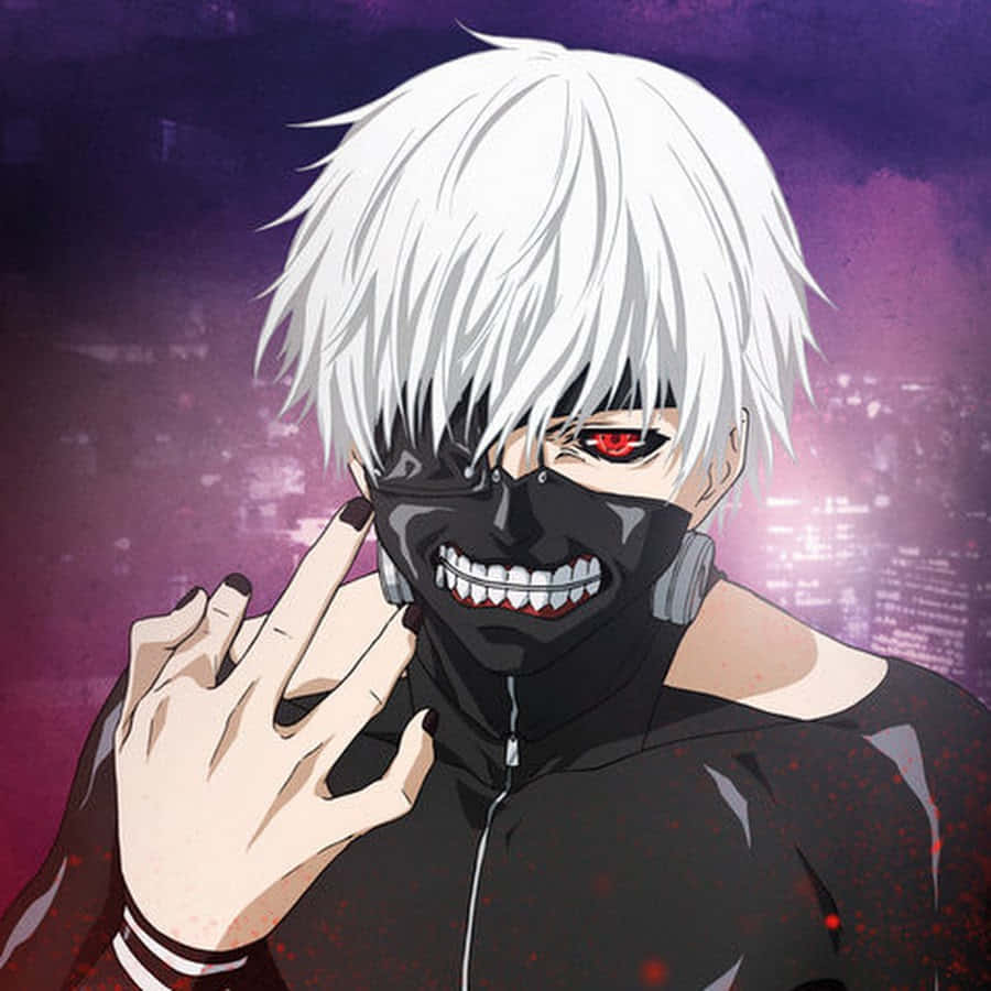 ’n Woedende Anime-demon wat met ’n dreigende blik staan Muurpapier