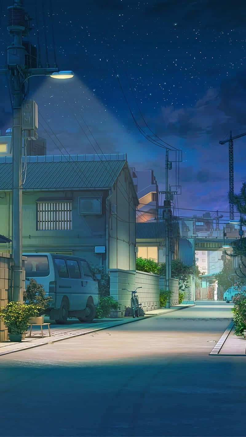 Nagtelike Stadsgemeenskap Anime-toneel Muurpapier