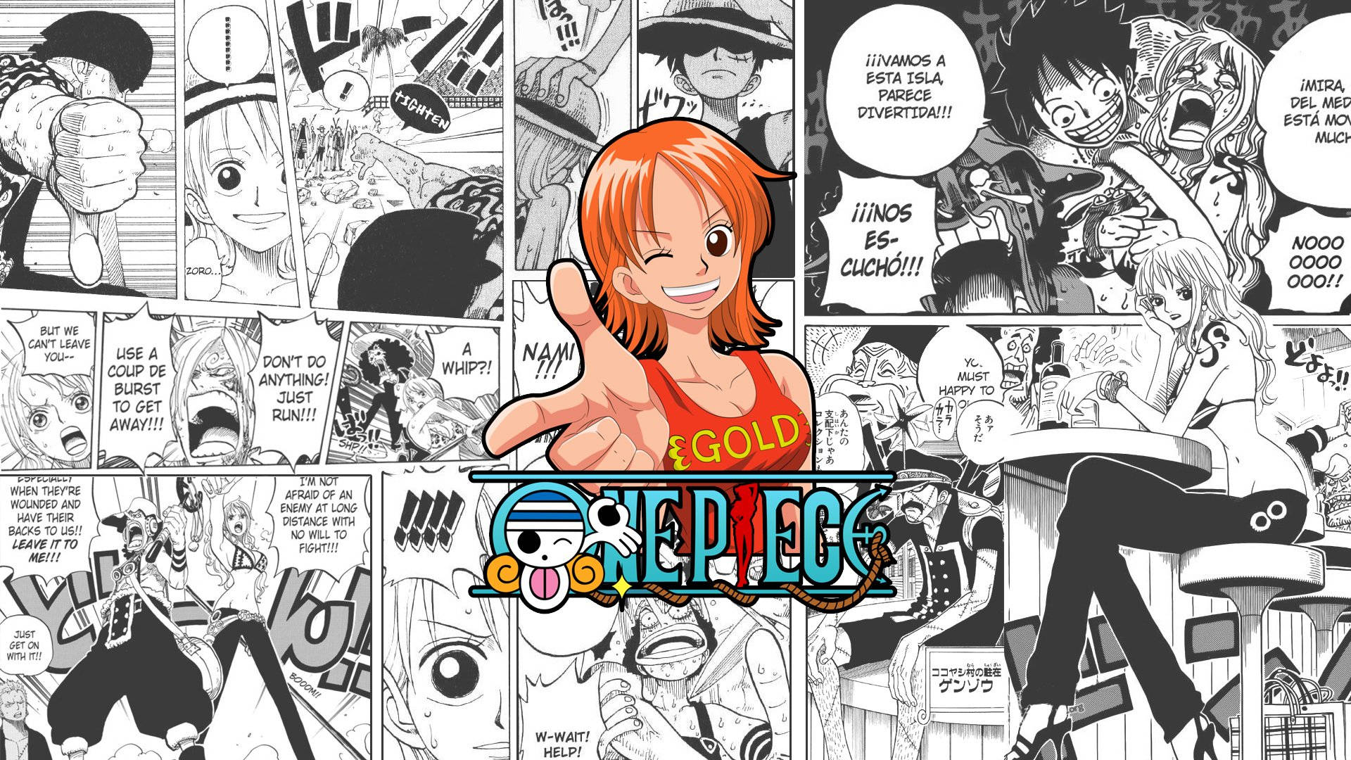 Nami die Katdief Manga Paneel Muurpapier